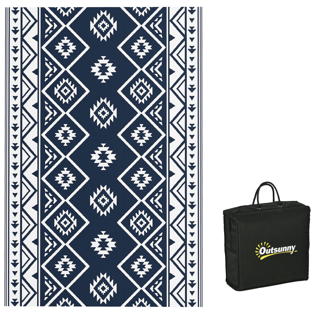 Reversible Outdoor Rug W/ Carry Bag for RV Camping Beach
