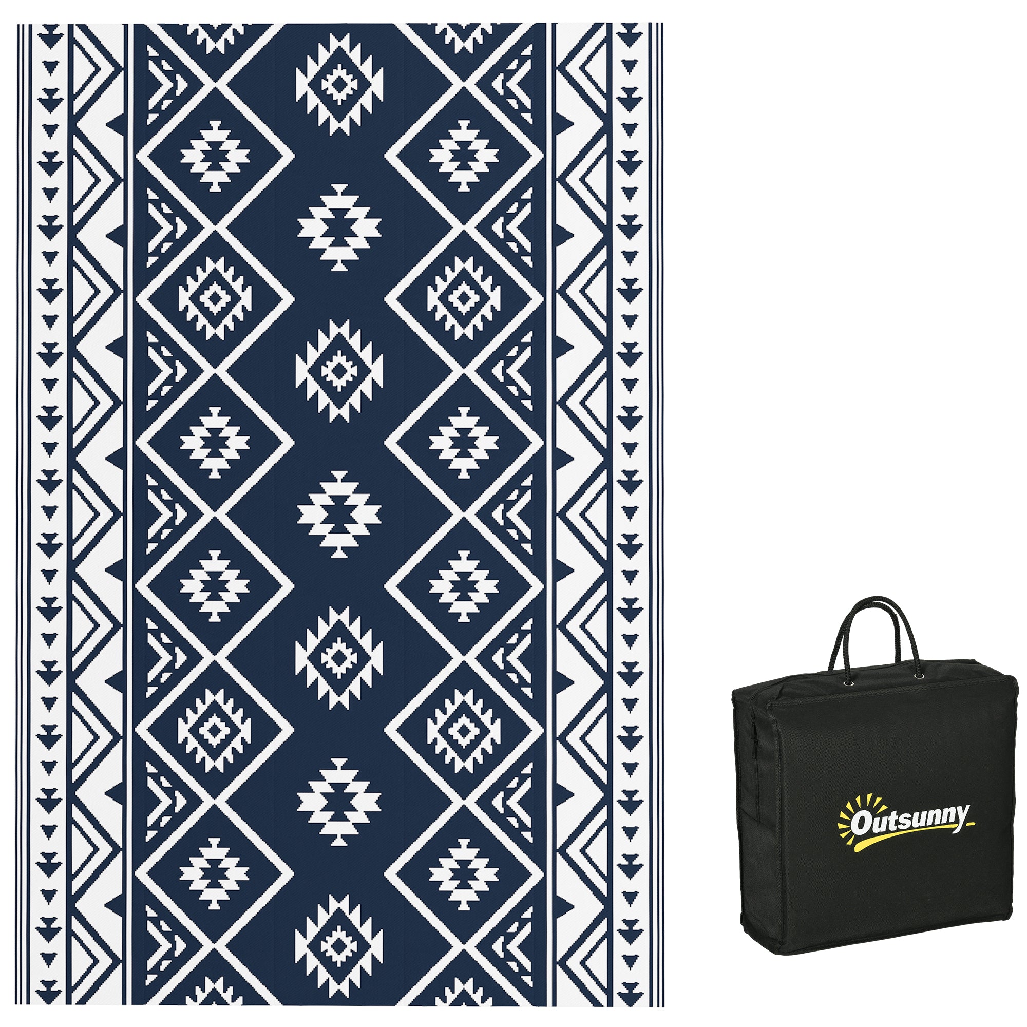 Reversible Outdoor Rug W/ Carry Bag for RV Camping Beach