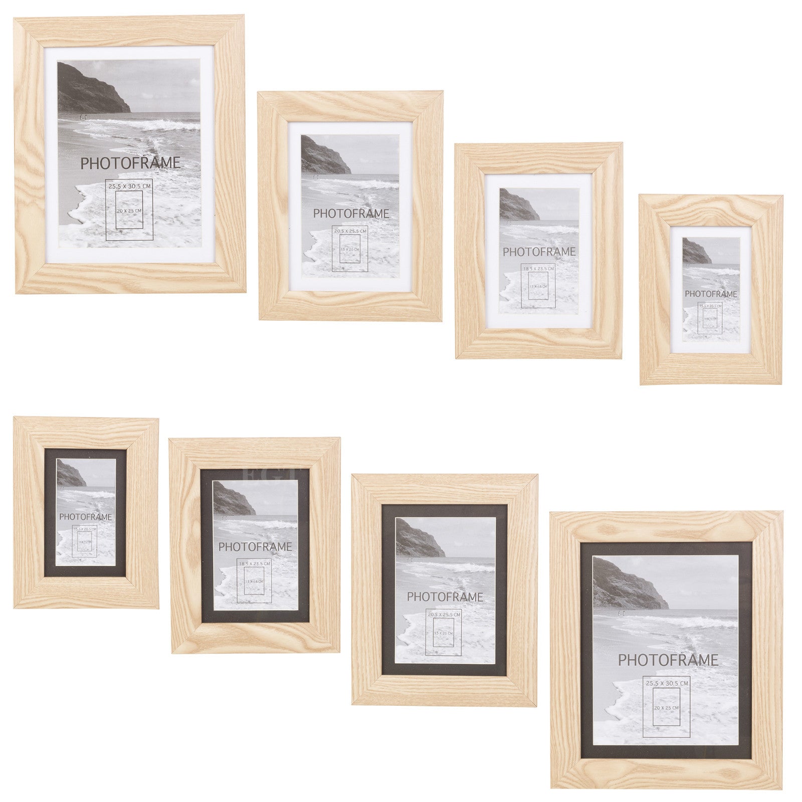 Vinyl Wooden Look Effect Free Standing Picture Photo Frames with Mount Home Gift