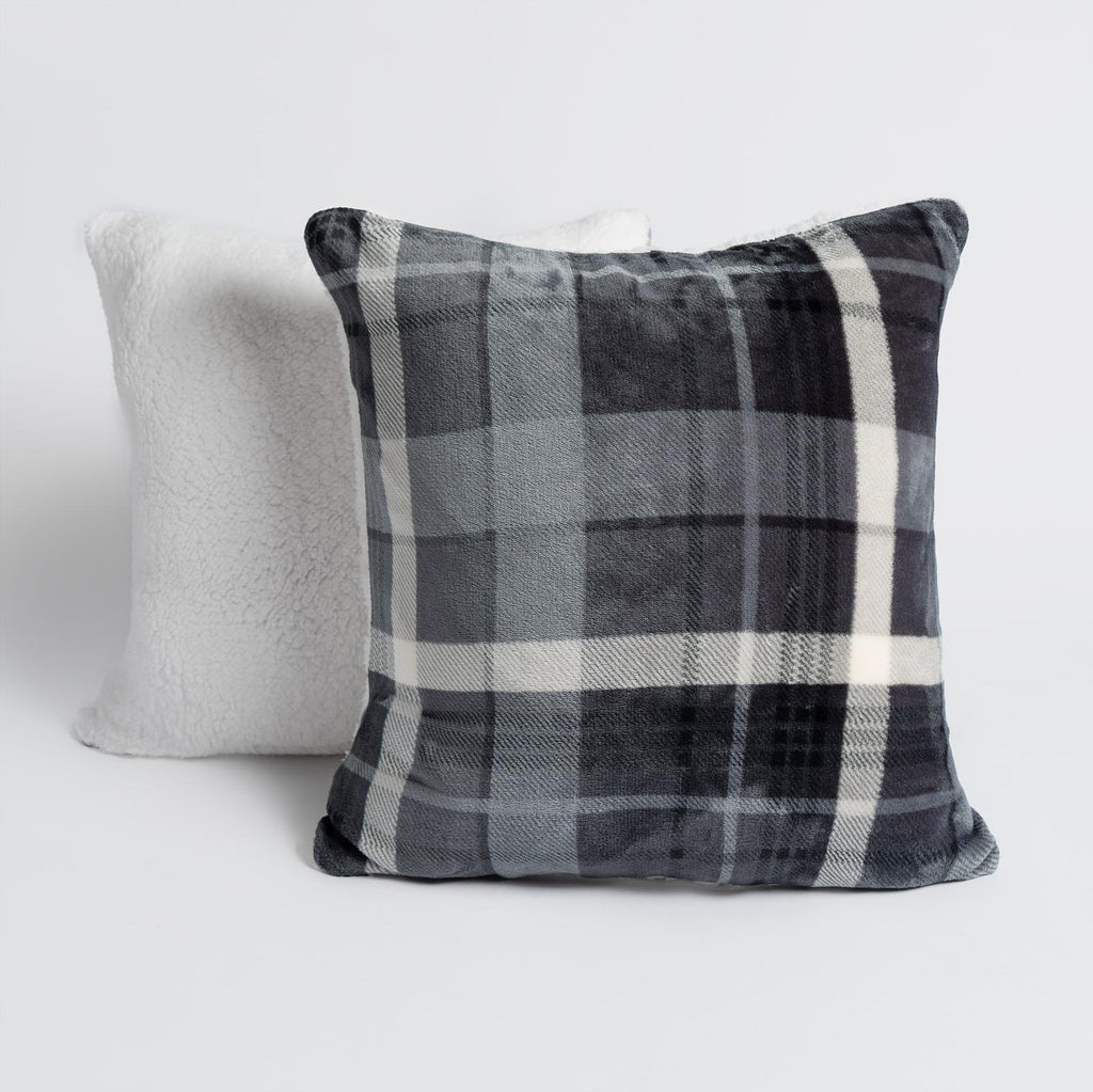 OHS Check Cushion Covers 2 Pack Flannel Fleece Square Pillowcases