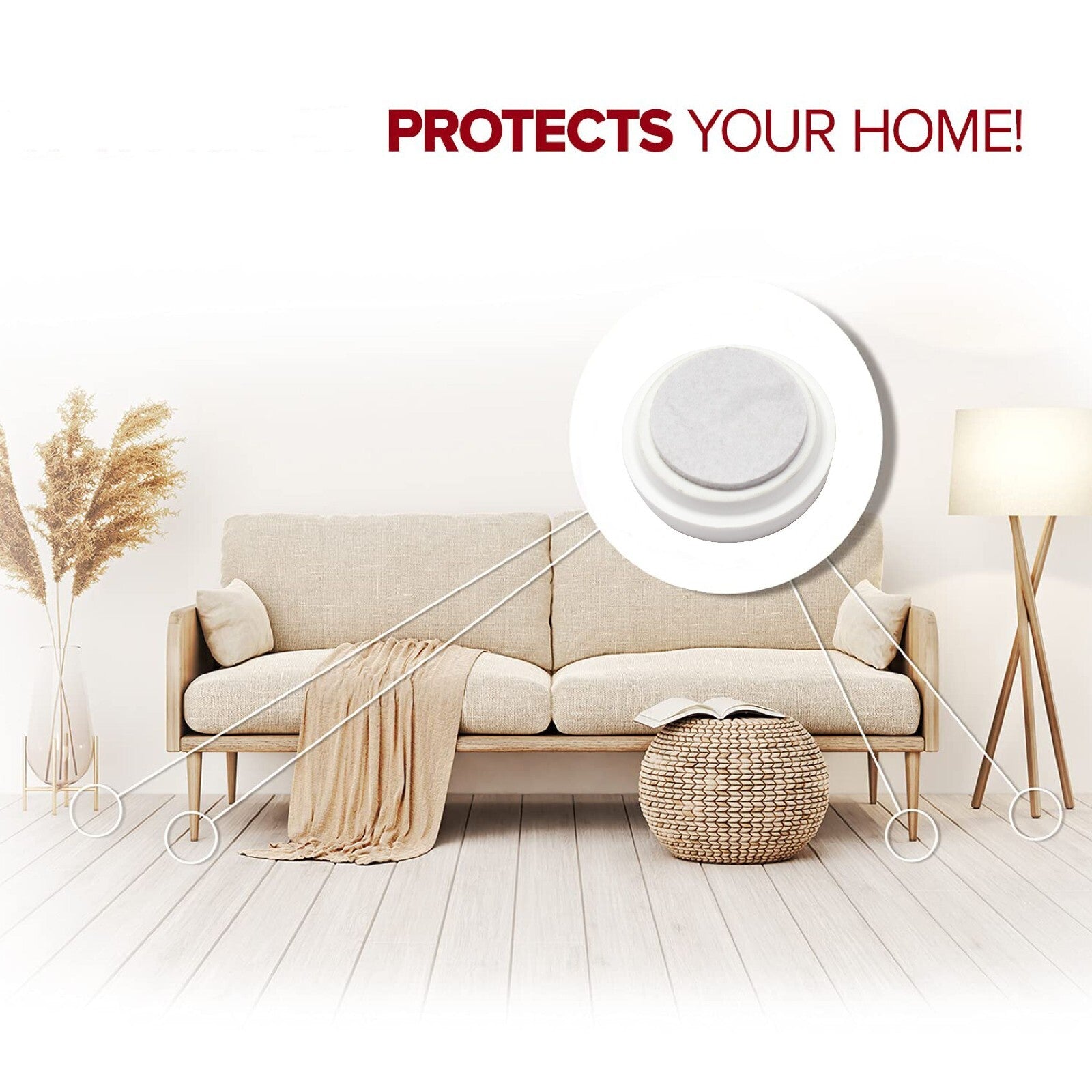 Castor Cup Floor Protector Large White Wooden Tile Protector Carpet Floor 66Mm