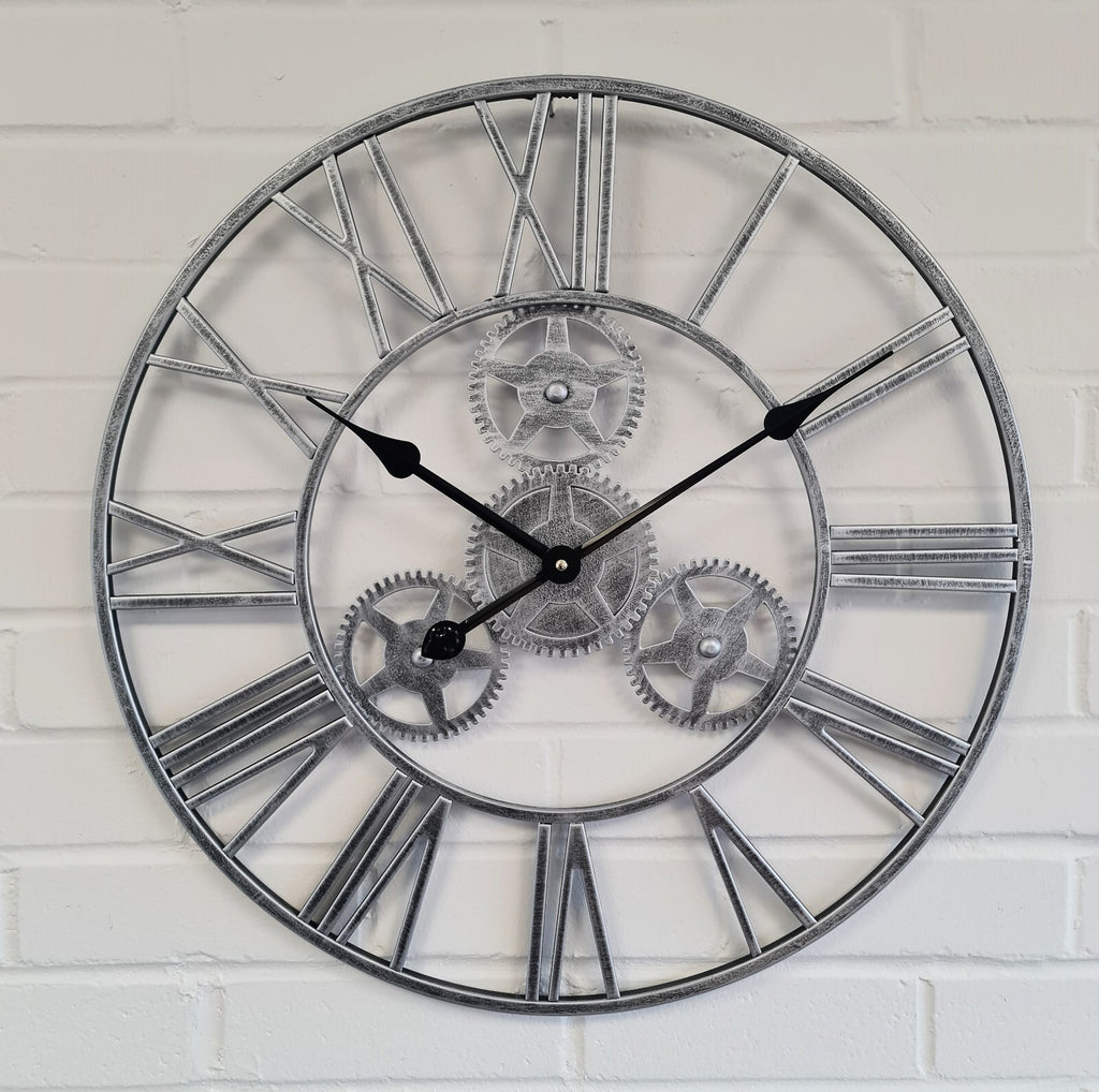 WALL CLOCK ROMAN LARGE INDOOR NUMERALS GIANT OPEN FACE METAL 58CM Garden