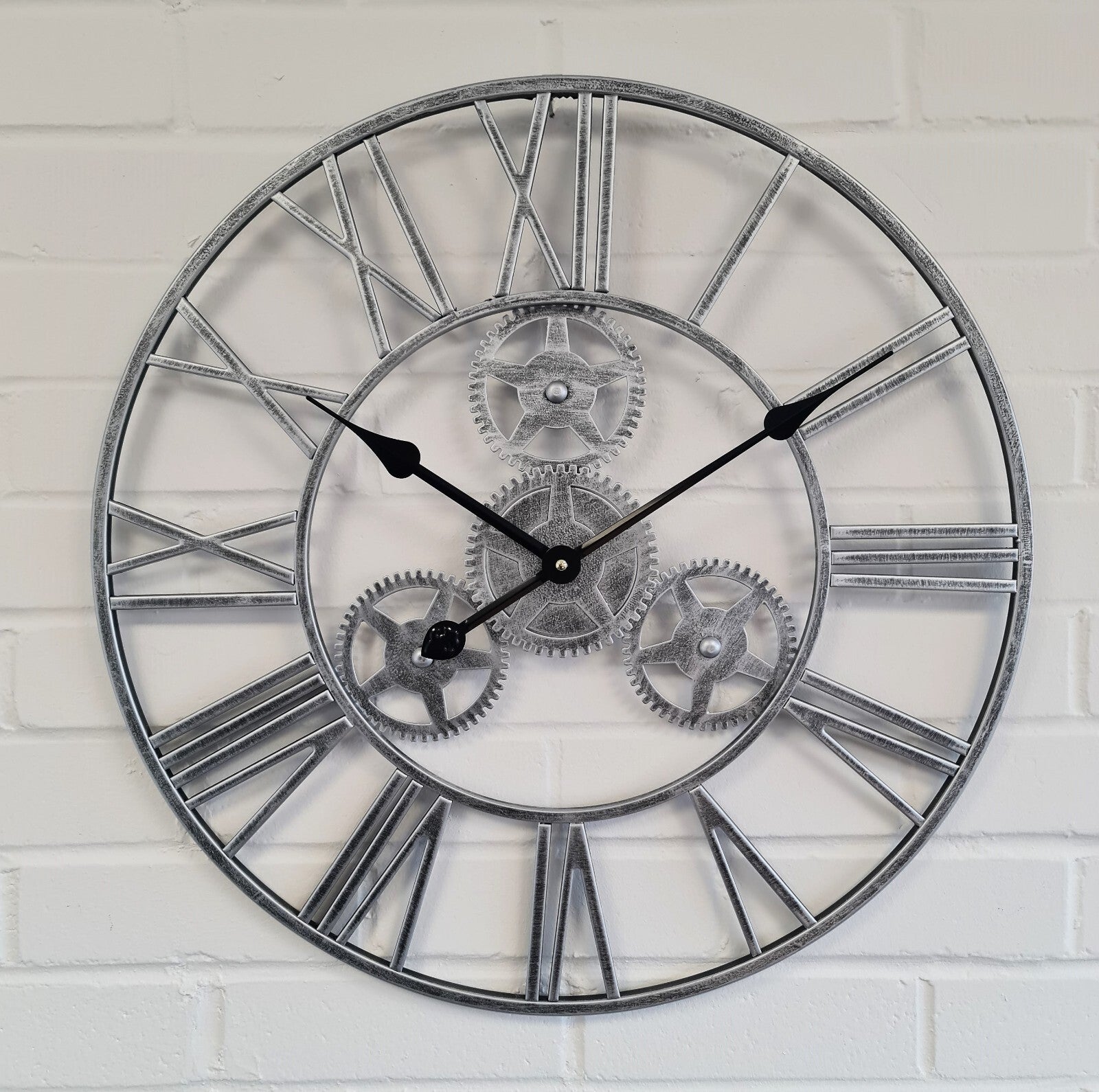 WALL CLOCK ROMAN LARGE INDOOR NUMERALS GIANT OPEN FACE METAL 58CM Garden
