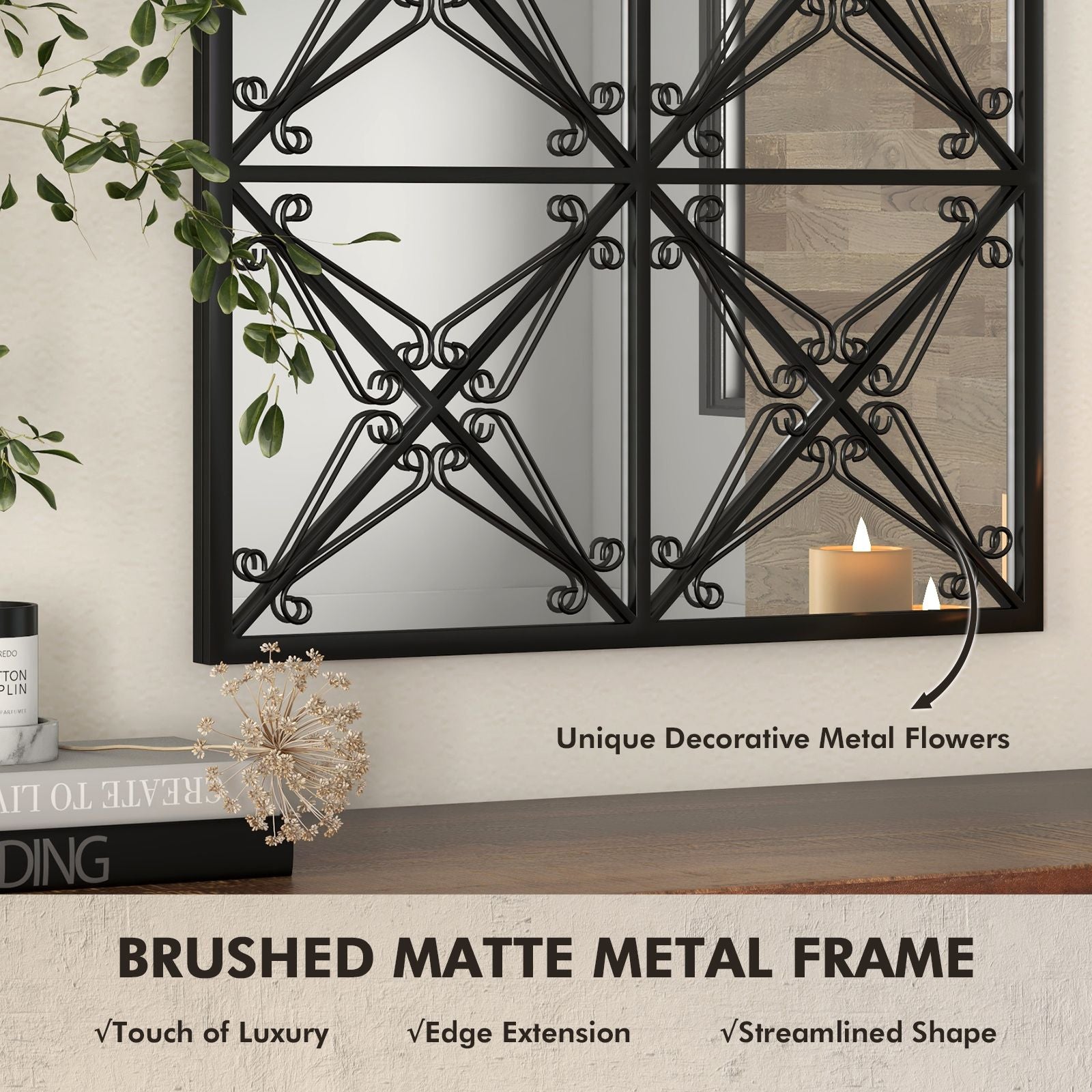 Arched Window Pane Decorative Mirror