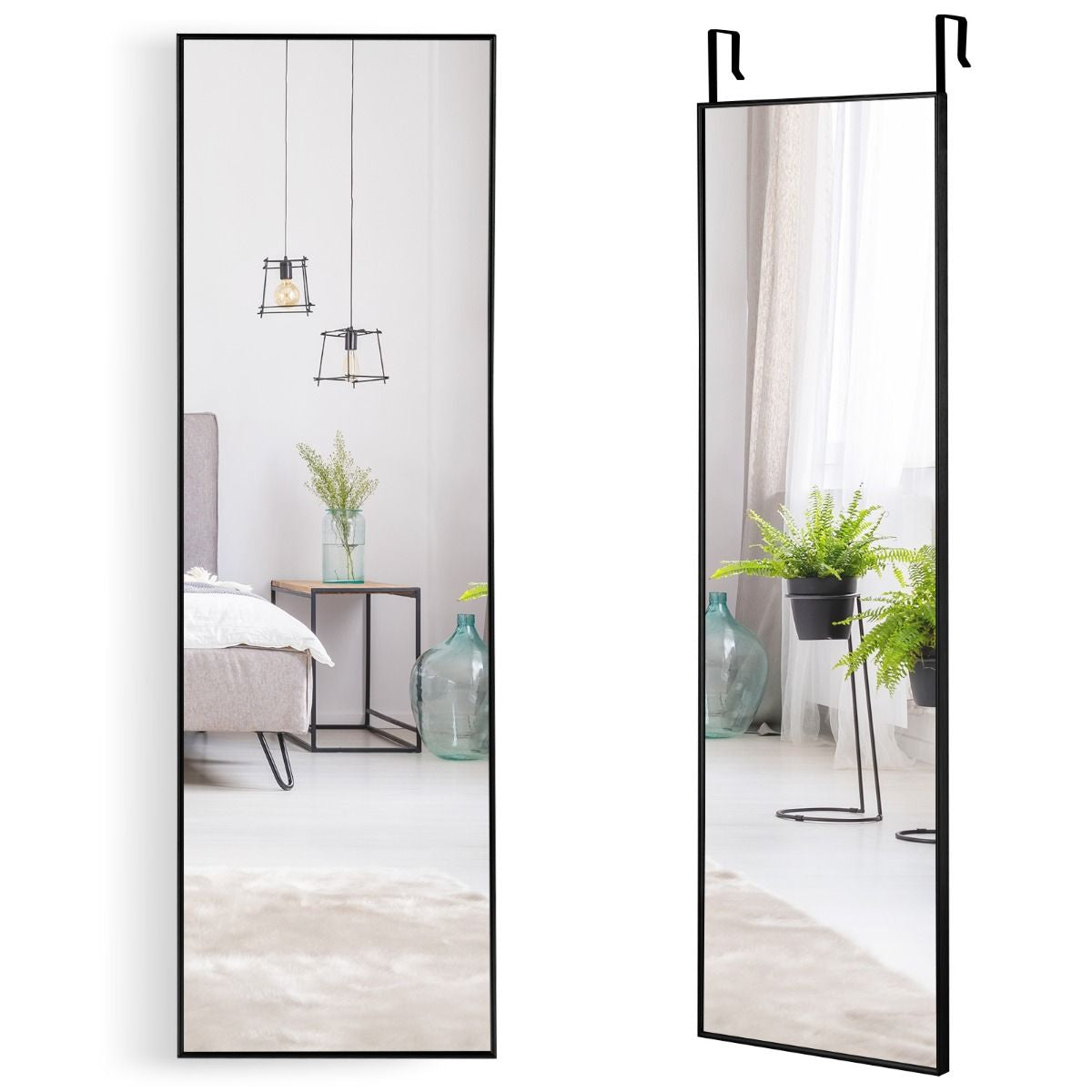 120 X 37 Cm Full Length Wall Hanging Mirror with Adjustable Hook