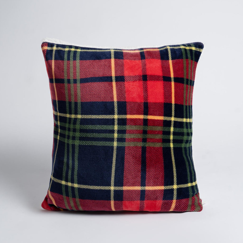 OHS Check Cushion Covers 2 Pack Flannel Fleece Square Pillowcases