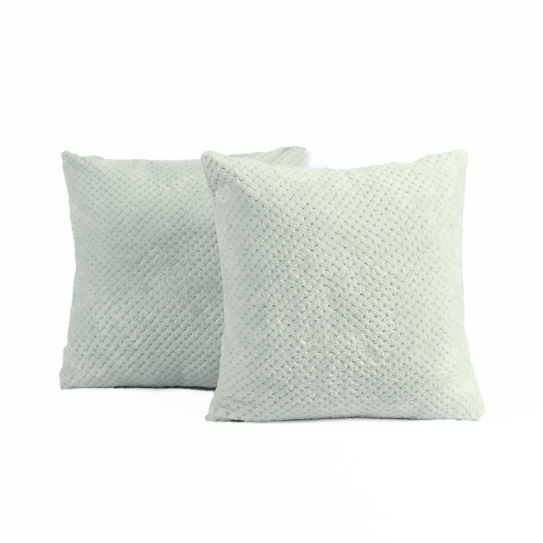 Brentfords Waffle Cushion Covers Popcorn Fleece Set of 2 Pack Sofa - 18" X 18