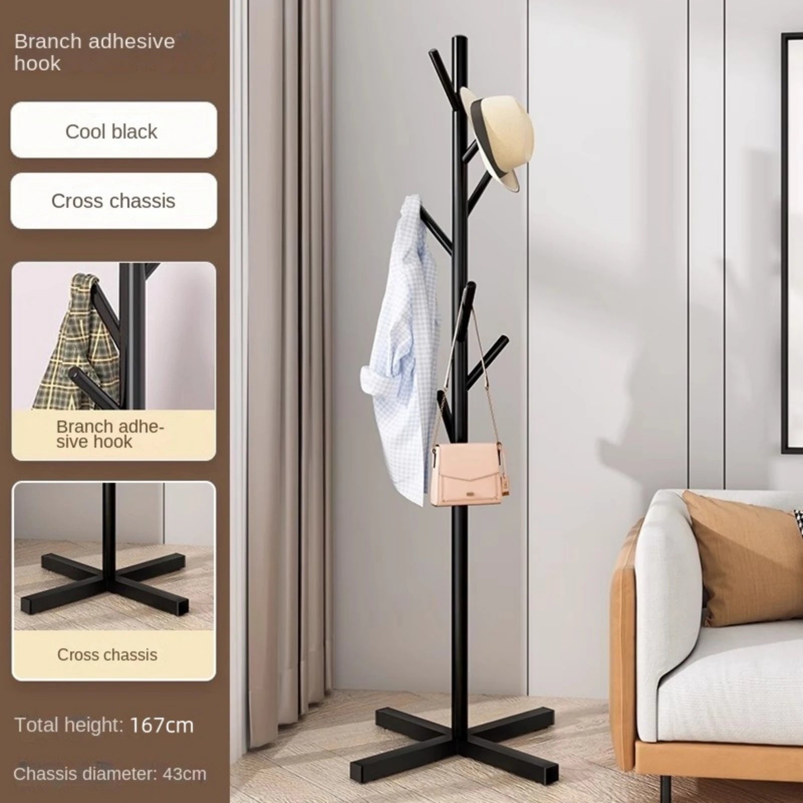 Marble Household Clothes Hanger Floor-Standing Bedroom Simple Clothes Hanger Clothes Rack Popular Coat Rack Clothes Hanger Storage