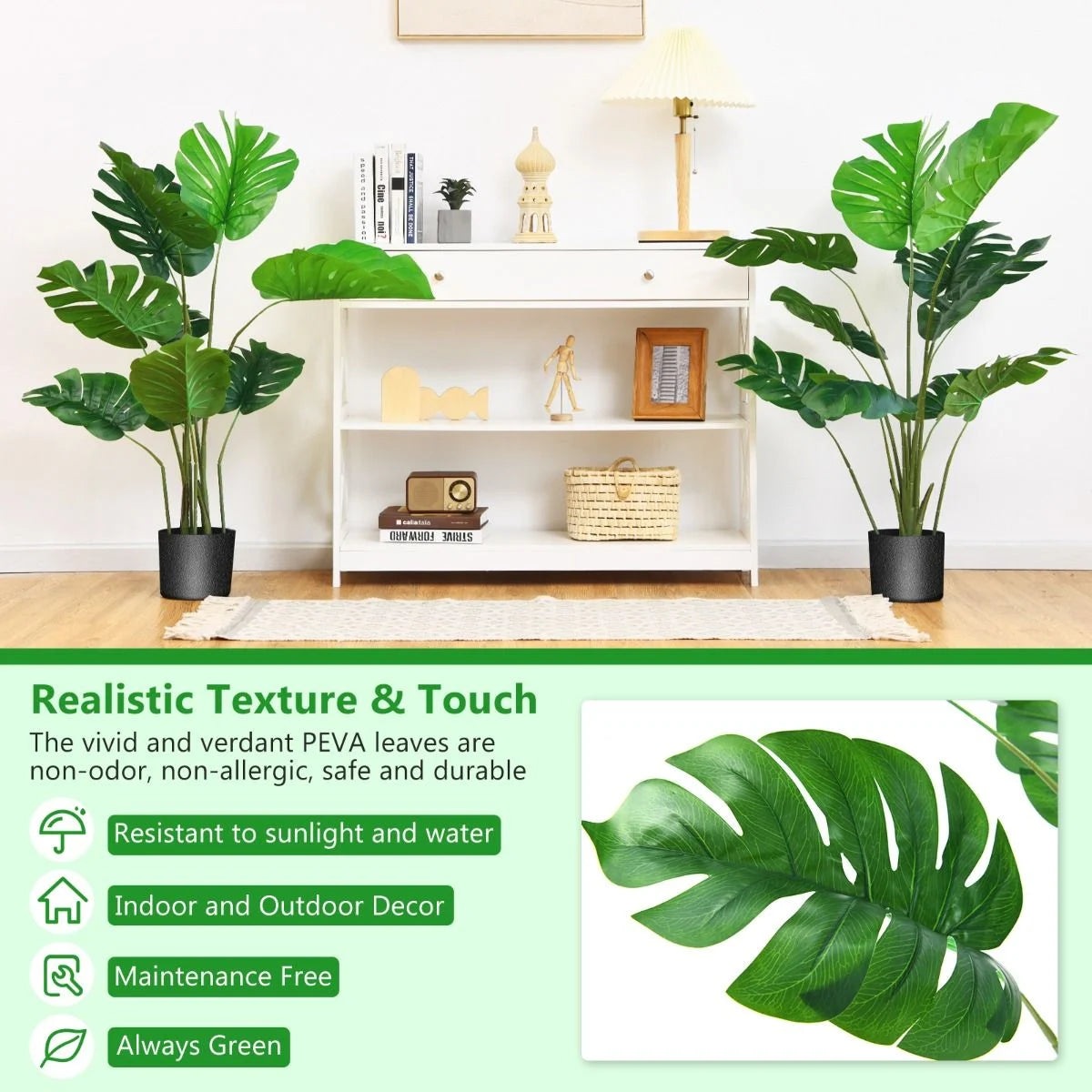 1.2/1.5 Meter Artificial Monstera Plants for Indoor Decoration