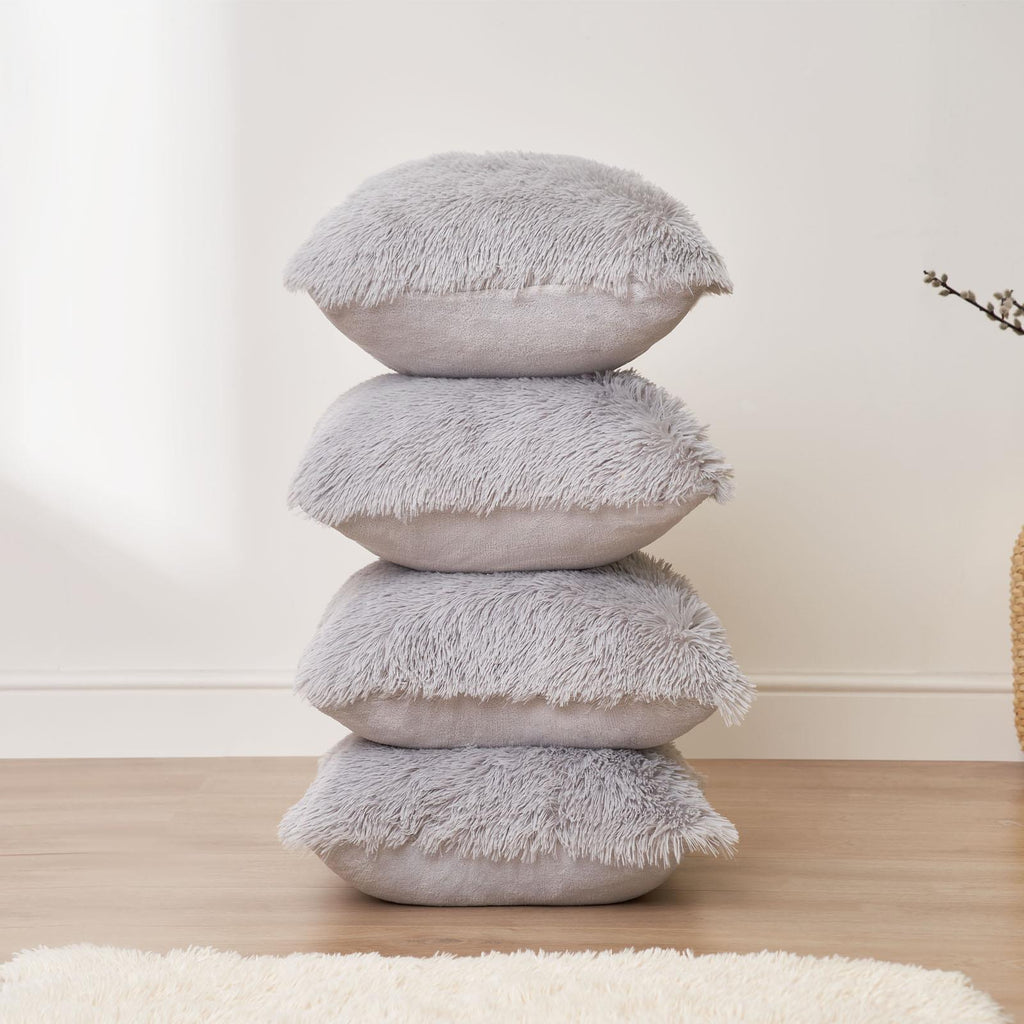 Sienna Fluffy Cushion Covers Filled Shaggy Fleece Sofa Scatter Pillow 55 X 55Cm