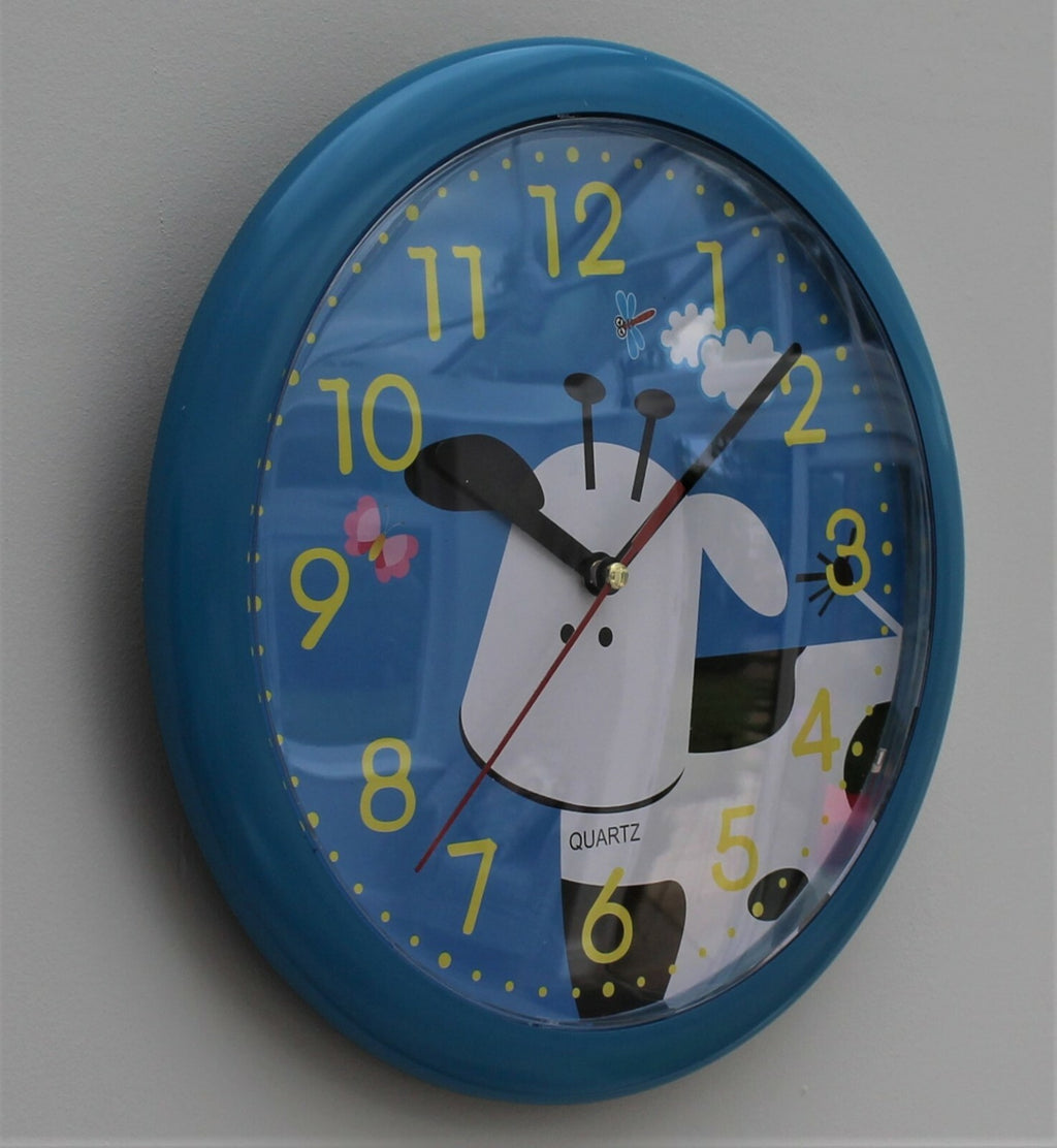Wall Clock Childrens Kids Cow Design Bedroom Play Room Nursery Time 10"