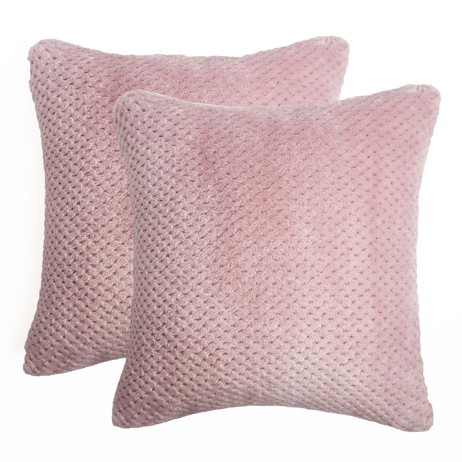 Brentfords Waffle Cushion Covers Popcorn Fleece Set of 2 Pack Sofa - 18" X 18
