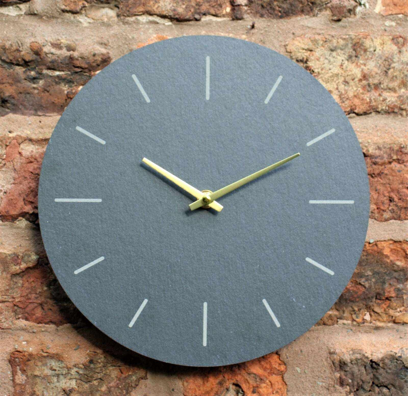 Wall Clock Grey Natural Slate Garden Indoor Outdoor Hand Finished Clock 30Cm