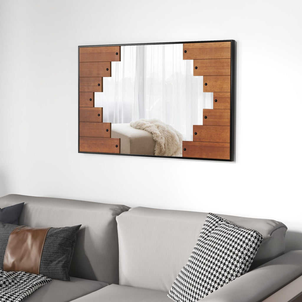 Decorative Rectangle Wall Mirror with Piano Key-Shaped Frame