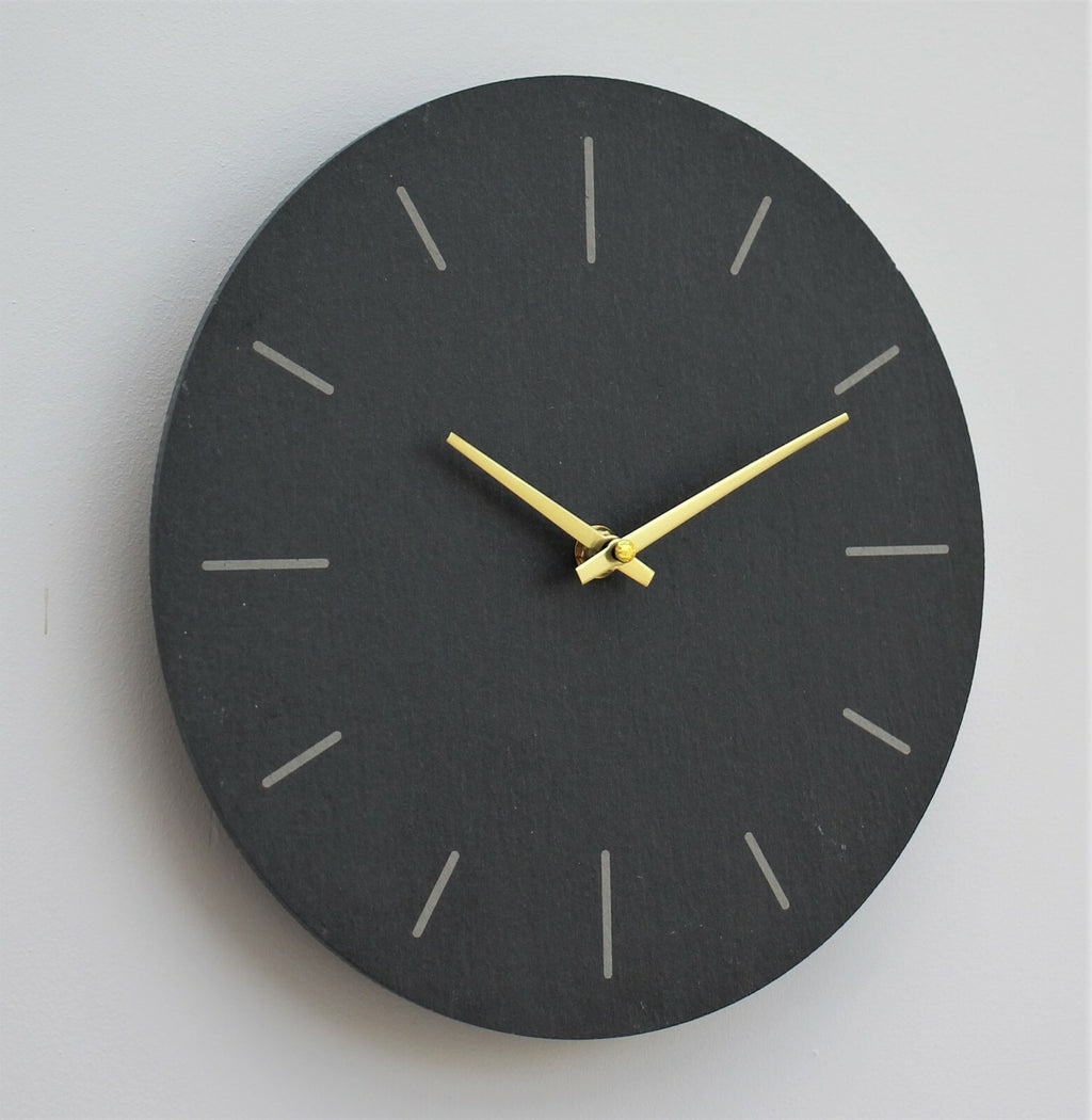 Wall Clock Grey Natural Slate Garden Indoor Outdoor Hand Finished Clock 30Cm