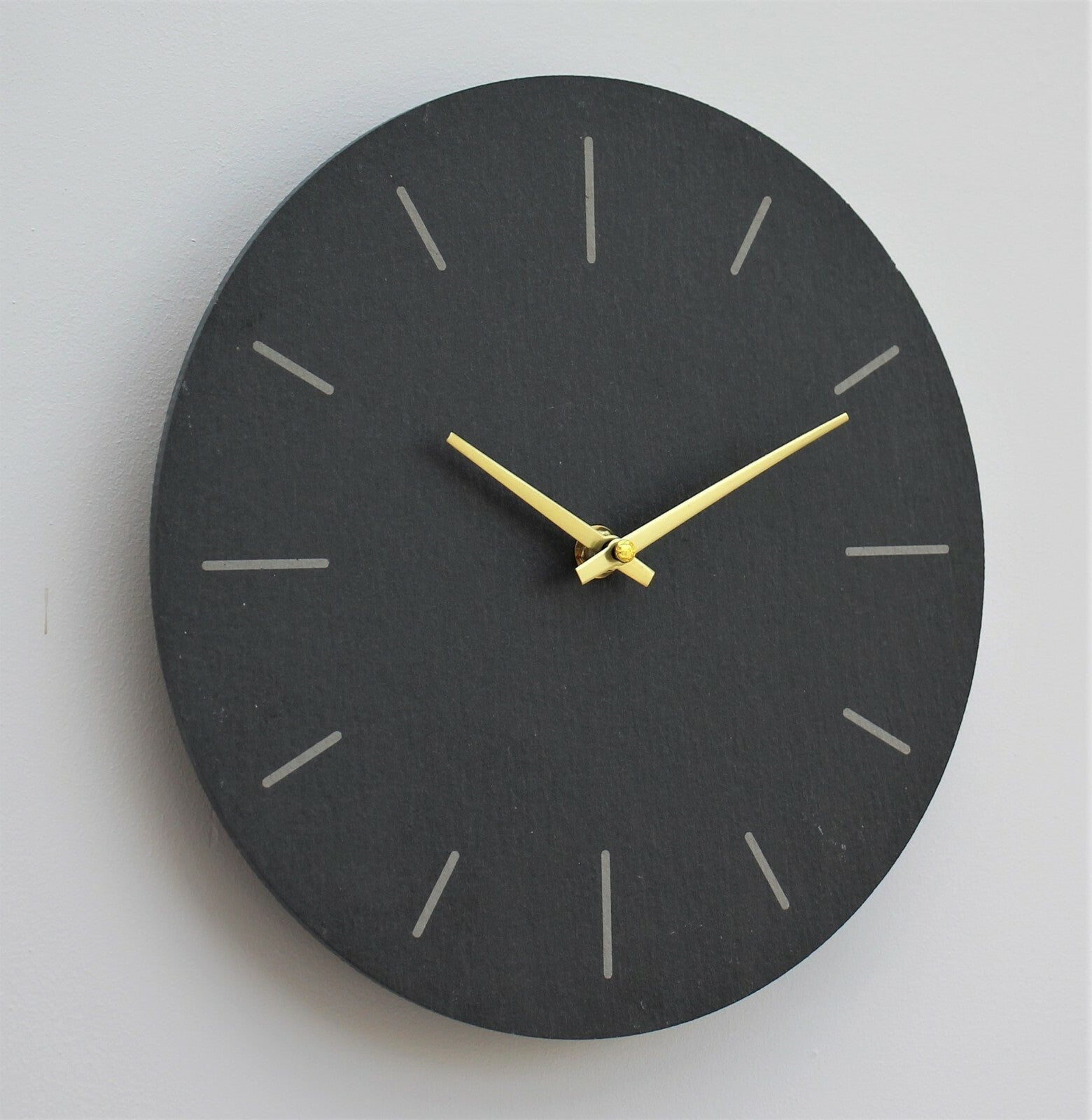 Wall Clock Grey Natural Slate Indoor Outdoor Hand Finished Clock 25Cm