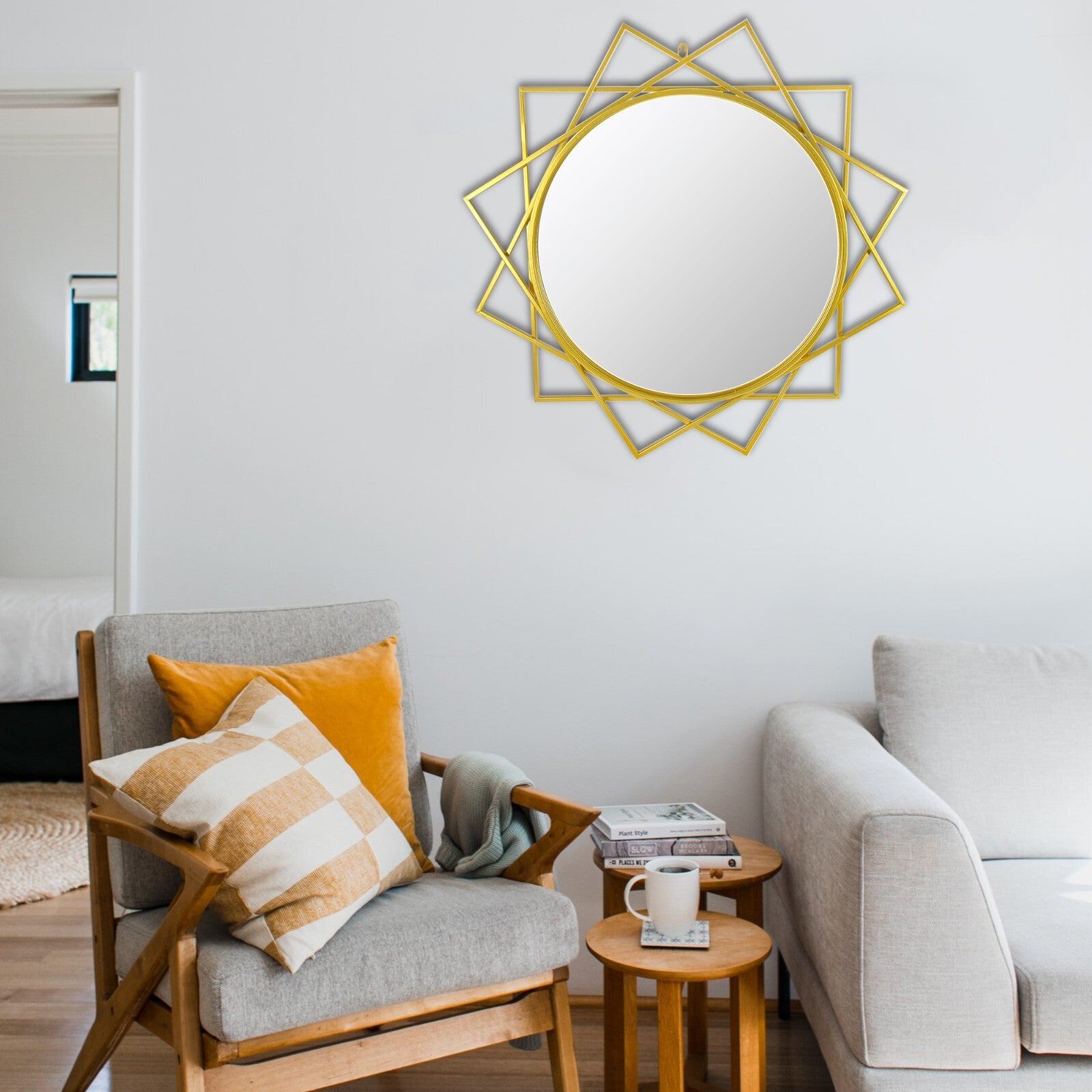 Large Wall Mounted Mirror Modern Gold Accent Bedroom Bathroom Makeup Mirror