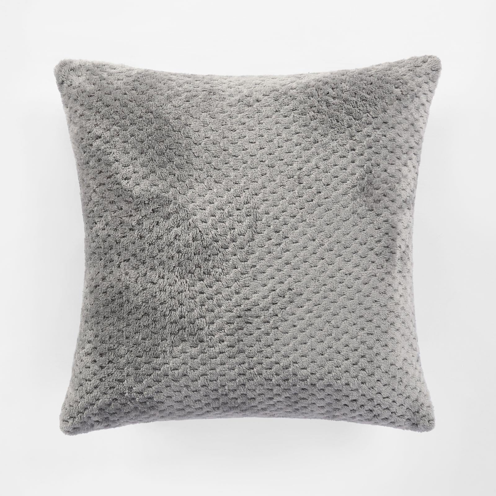 Brentfords Waffle Cushion Covers Popcorn Fleece Set of 2 Pack Sofa - 18" X 18