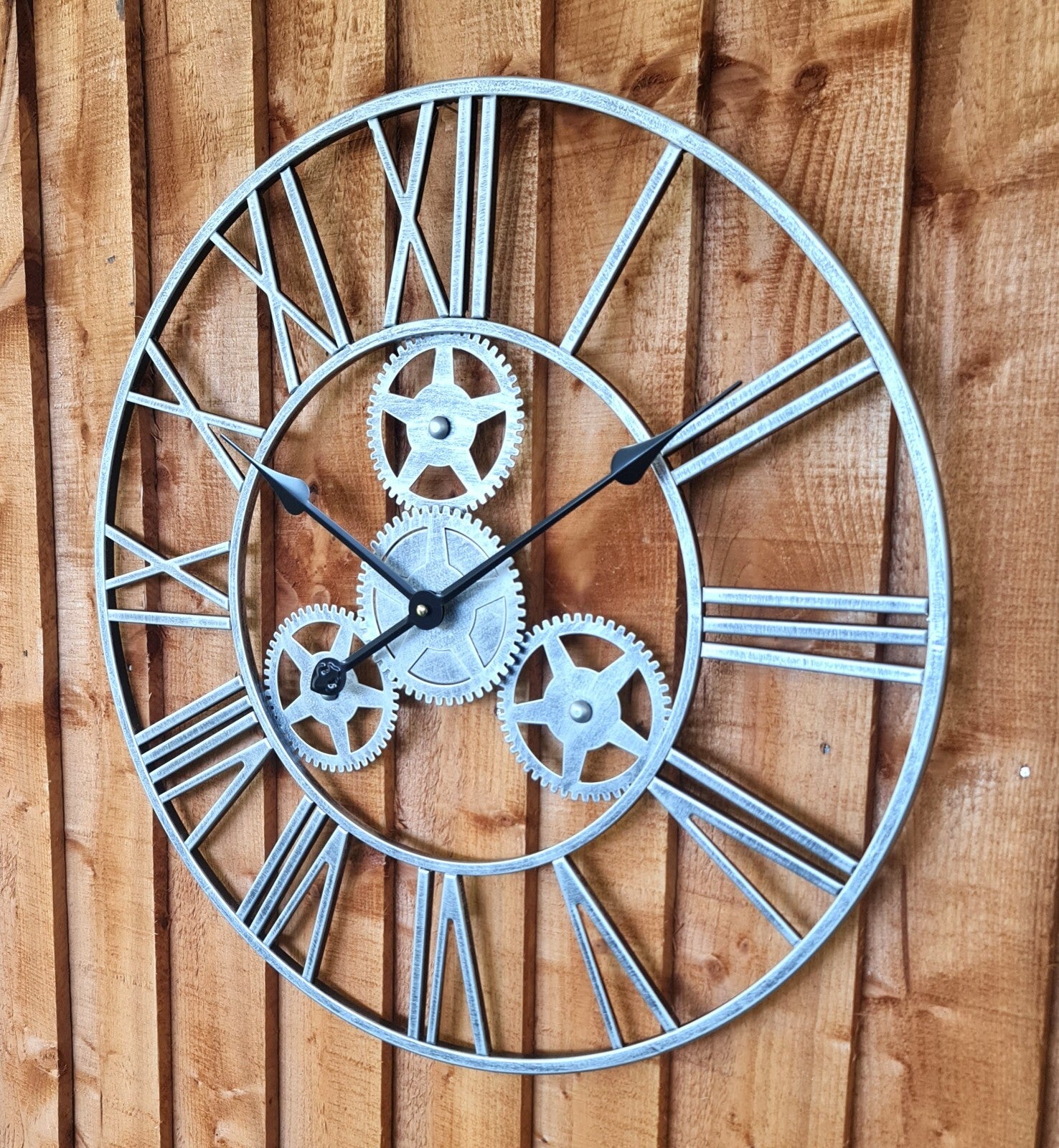 WALL CLOCK ROMAN LARGE INDOOR NUMERALS GIANT OPEN FACE METAL 58CM Garden