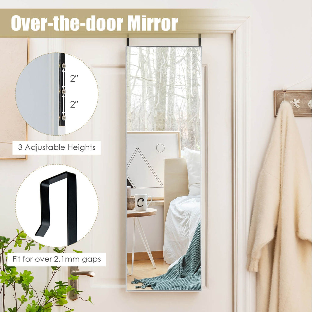 120 X 37 Cm Full Length Wall Hanging Mirror with Adjustable Hook