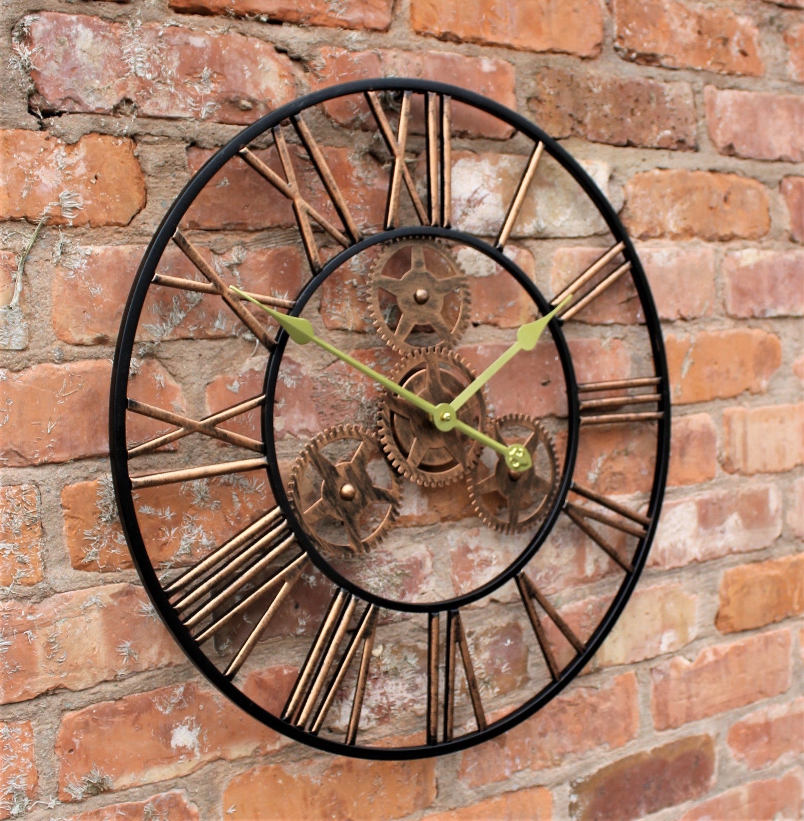 LARGE OUTDOOR GARDEN WALL CLOCK BIG ROMAN NUMERALS GIANT OPEN FACE METAL 58CM