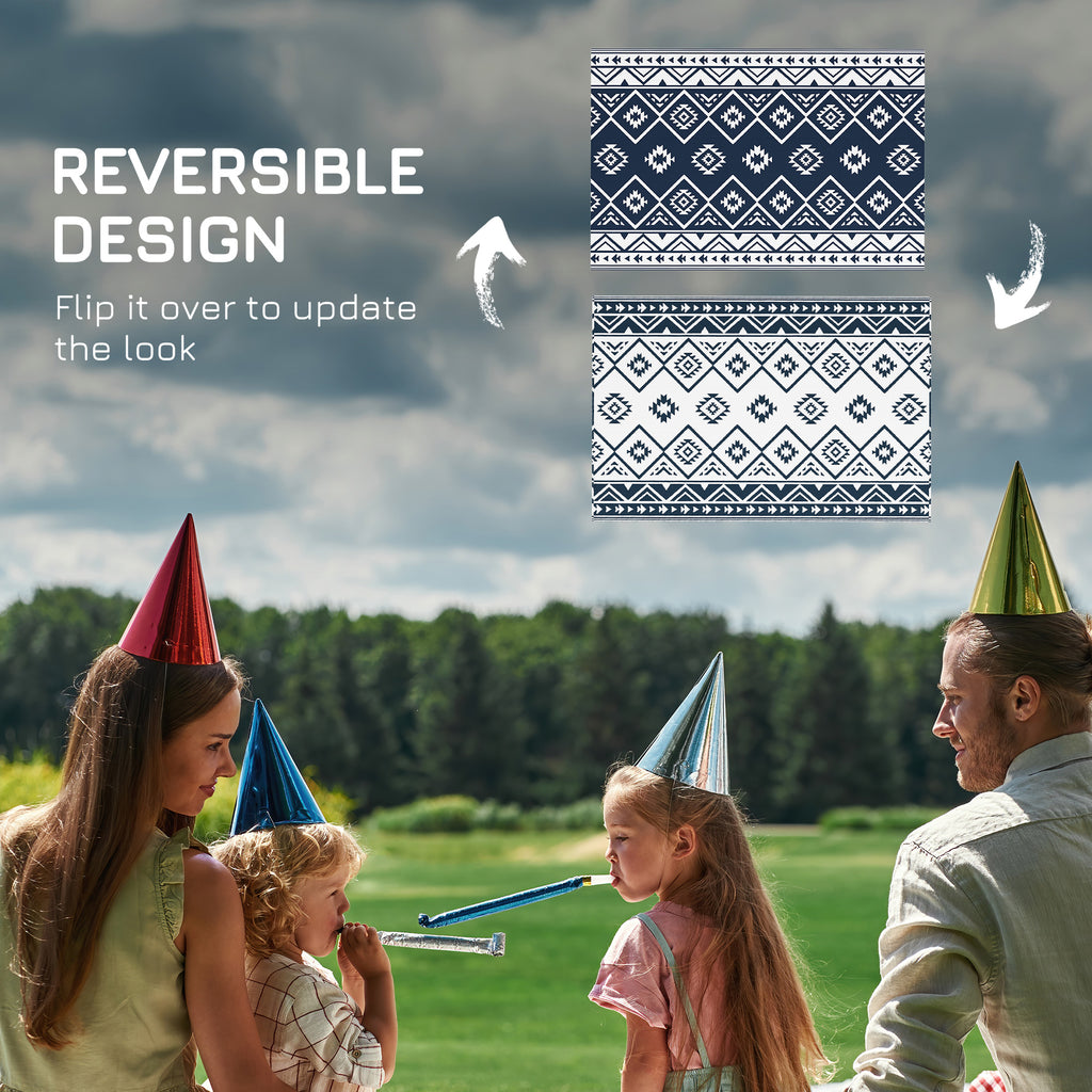 Reversible Outdoor Rug W/ Carry Bag for RV Camping Beach