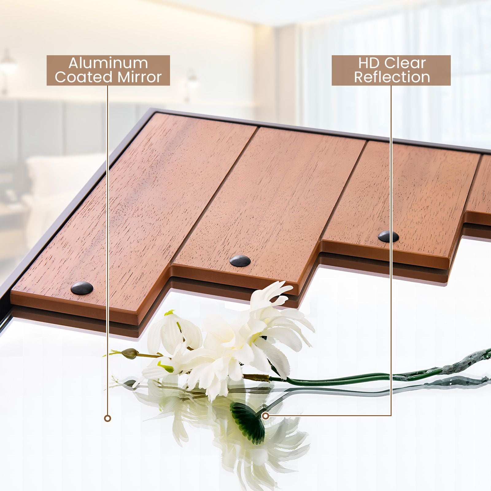 Decorative Rectangle Wall Mirror with Piano Key-Shaped Frame