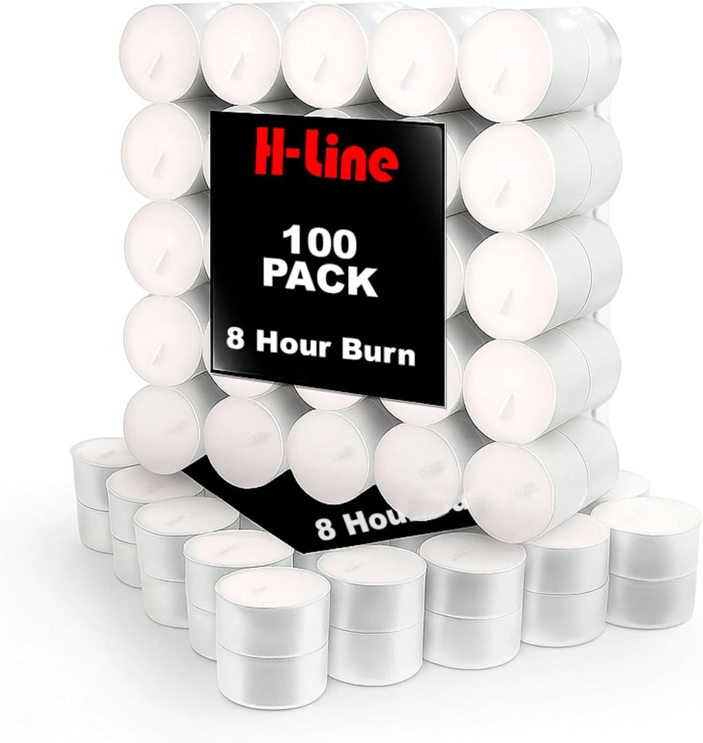 100 Tea Night Lights Candles 8 HOUR LONG BURN Unscented Tealights Nightlight 8HR