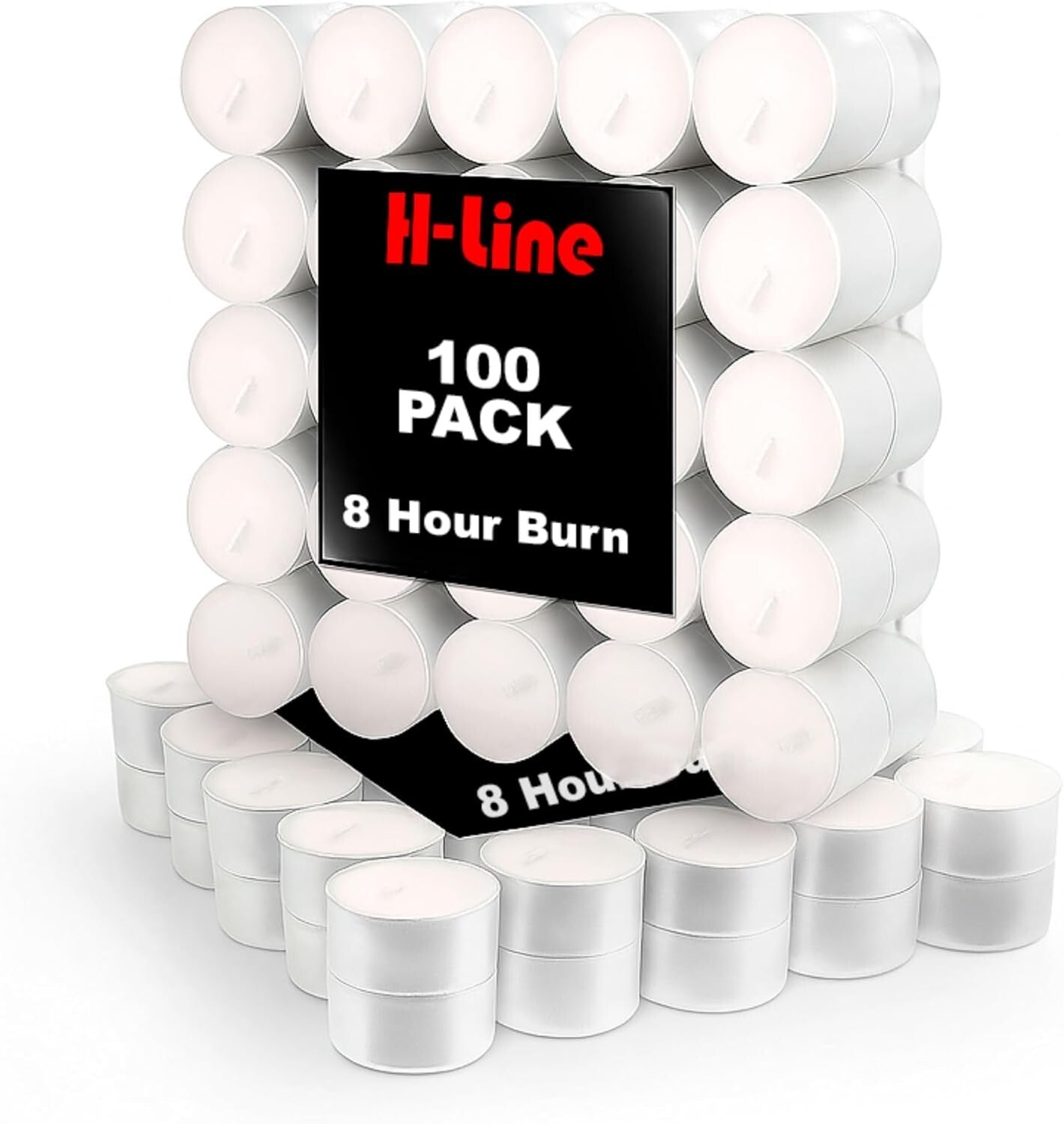 100 Tea Night Lights Candles 8 HOUR LONG BURN Unscented Tealights Nightlight 8HR