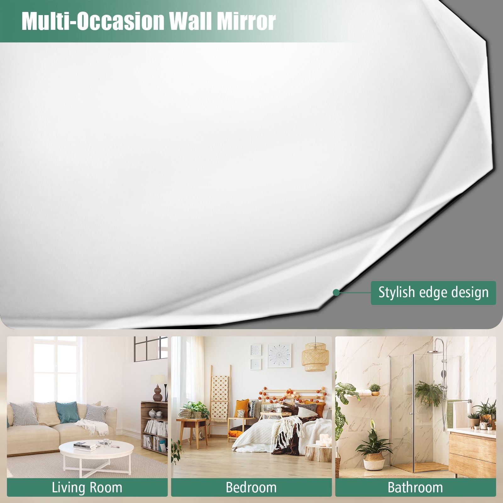 Premium Silver Polished Frameless Wall Mount Mirror