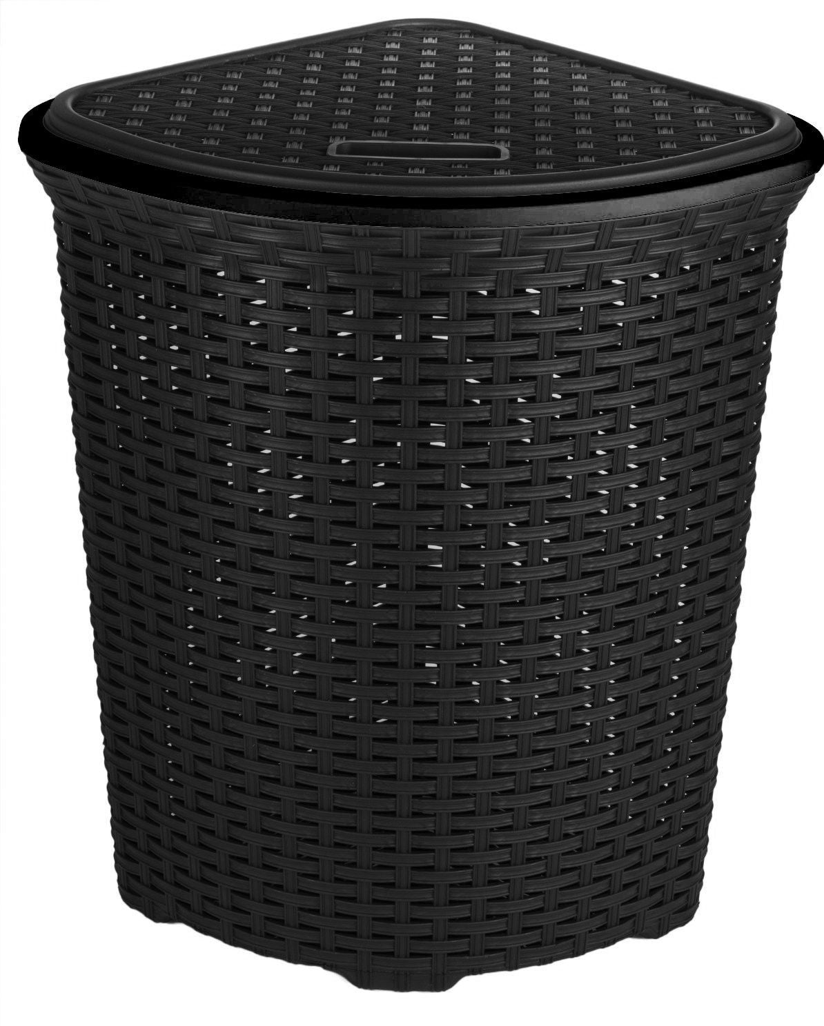Large Rectangular Rattan Design Laundry Basket Bin Hamper Storage Plastic