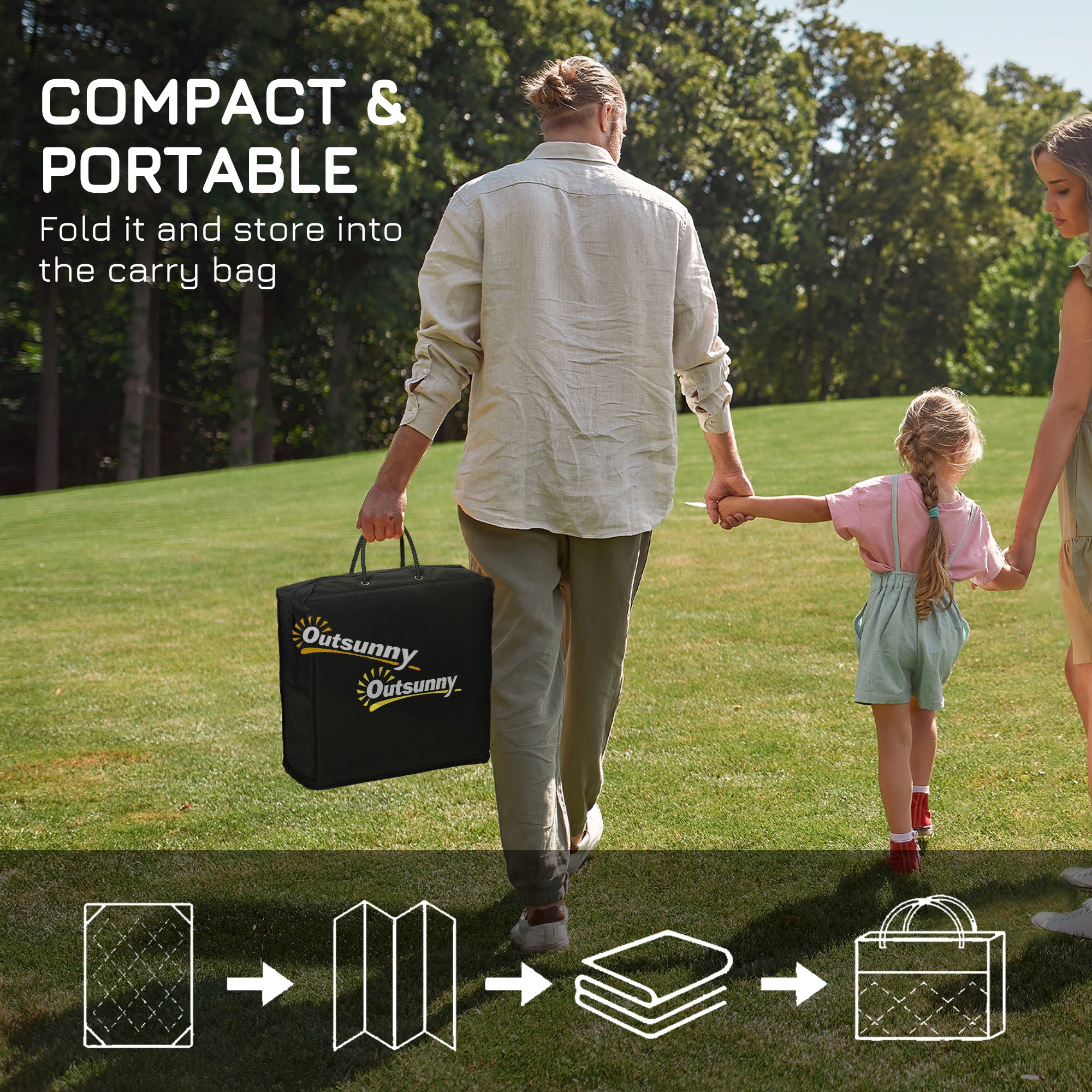 Reversible Outdoor Rug W/ Carry Bag for RV Camping Beach