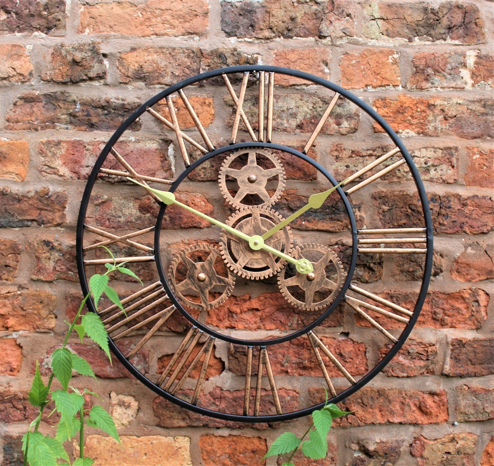 LARGE OUTDOOR GARDEN WALL CLOCK BIG ROMAN NUMERALS GIANT OPEN FACE METAL 58CM