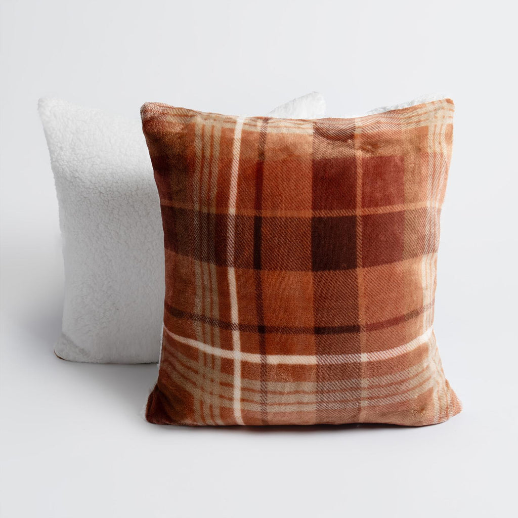 OHS Check Cushion Covers 2 Pack Flannel Fleece Square Pillowcases