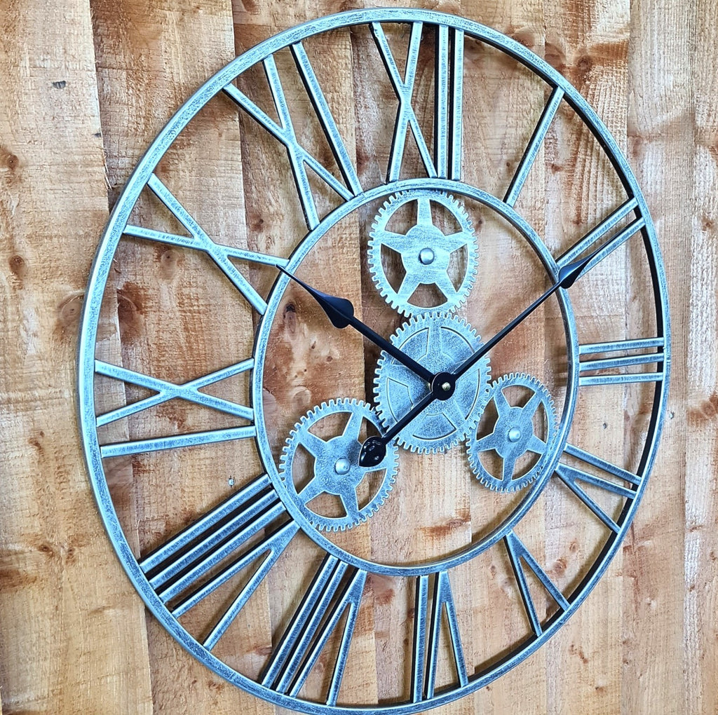 WALL CLOCK ROMAN LARGE INDOOR NUMERALS GIANT OPEN FACE METAL 58CM Garden