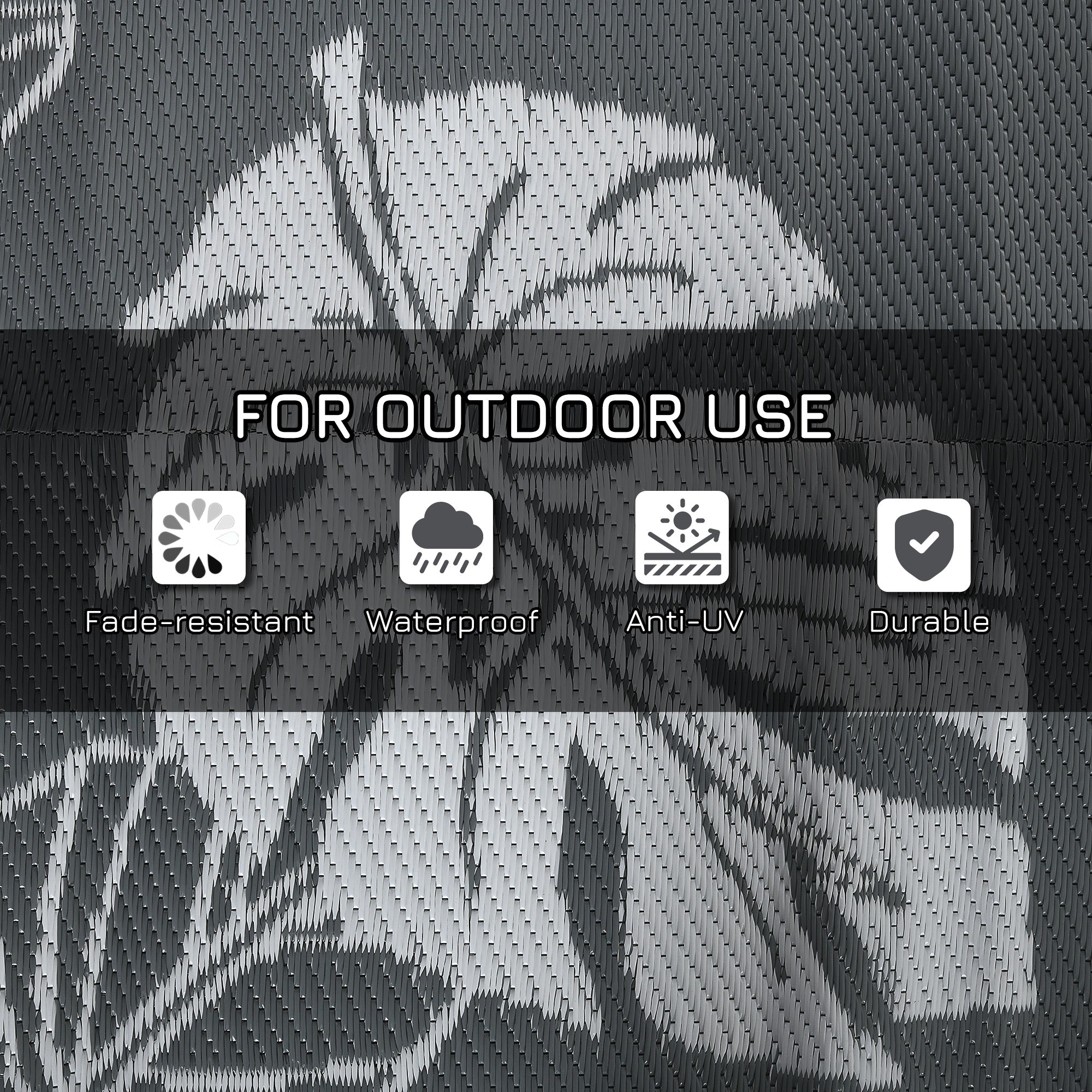 Reversible Outdoor Rug W/ Carry Bag for RV Camping Beach