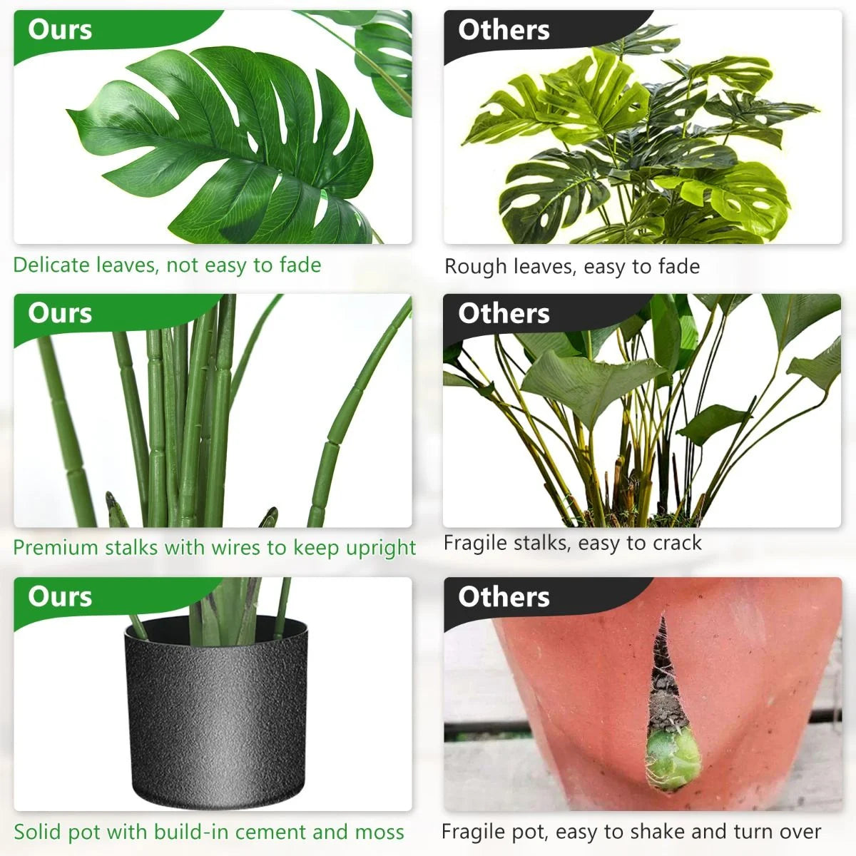 1.2/1.5 Meter Artificial Monstera Plants for Indoor Decoration