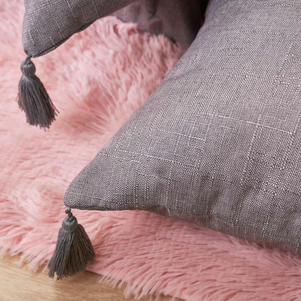 Dreamscene Tassel Pack of 4 X Cushion Covers Square Texture Weave Sofa 18" X 18