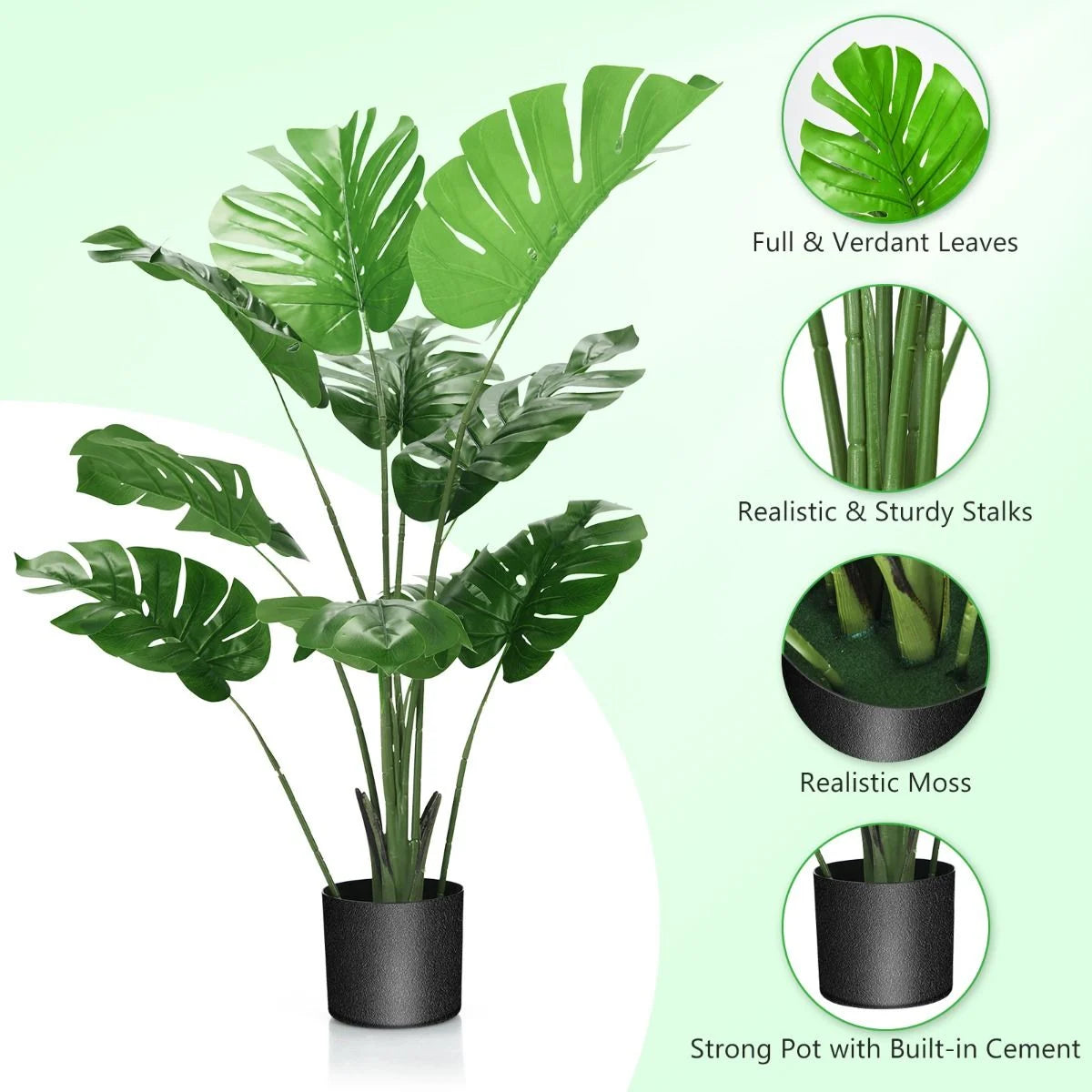 1.2/1.5 Meter Artificial Monstera Plants for Indoor Decoration