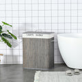 100L Laundry Basket 2 Compartment Lid Removable Lining Handles, Grey