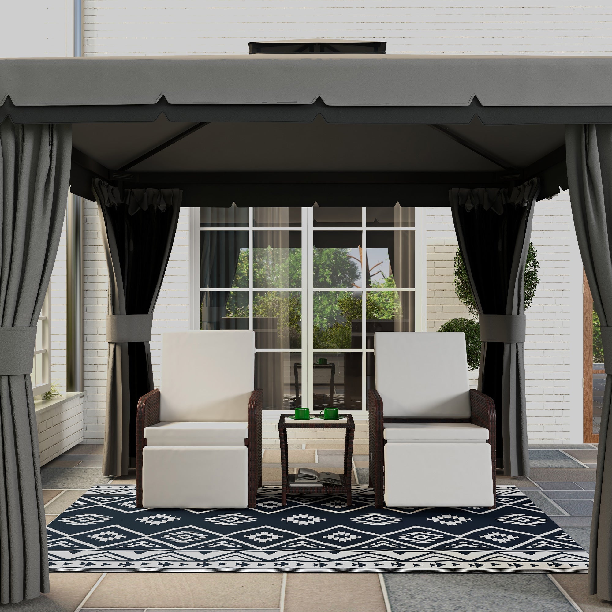 Reversible Outdoor Rug W/ Carry Bag for RV Camping Beach