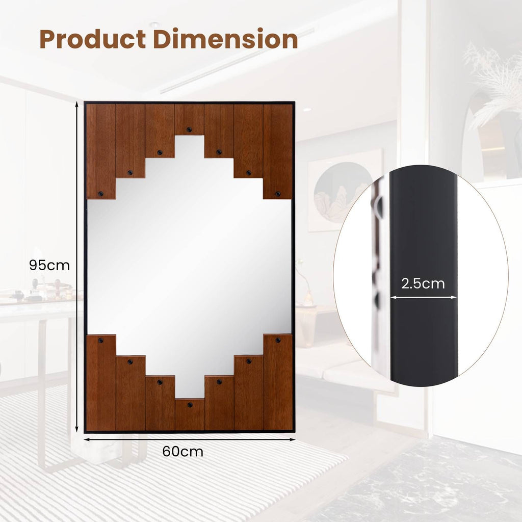 Decorative Rectangle Wall Mirror with Piano Key-Shaped Frame