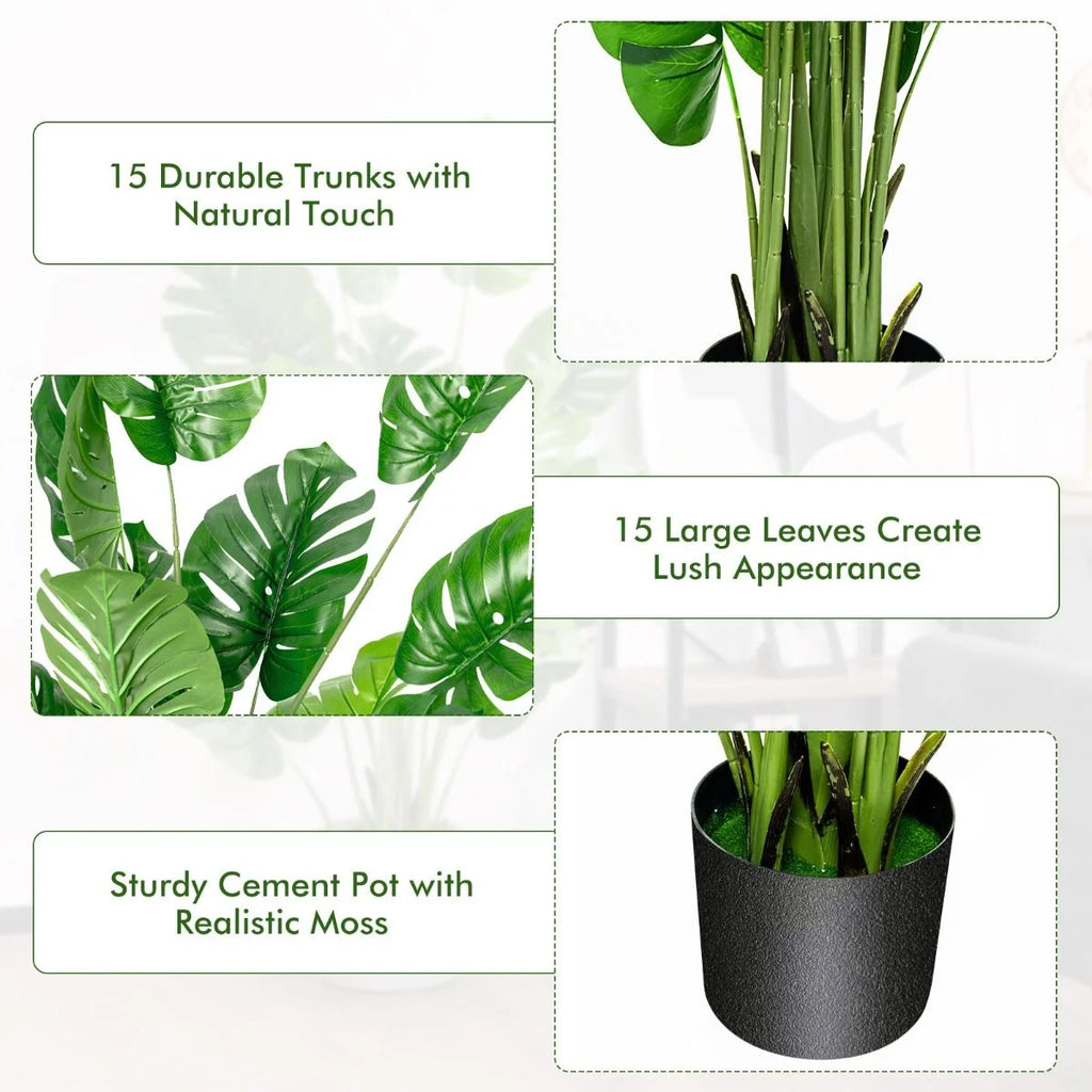 1.2/1.5 Meter Artificial Monstera Plants for Indoor Decoration
