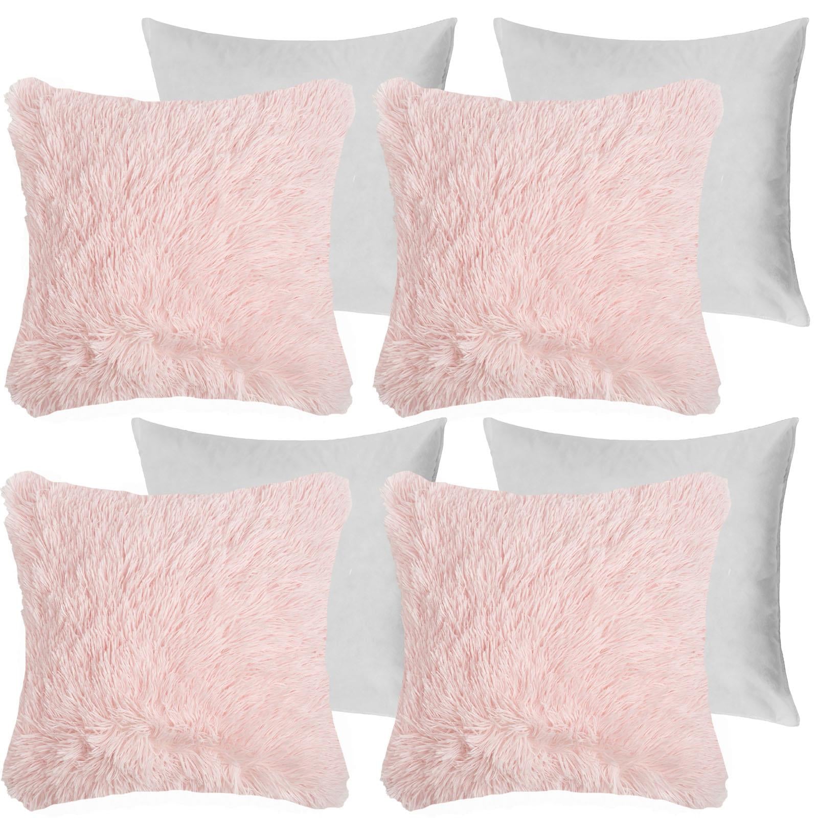 Sienna Fluffy Cushion Covers Filled Shaggy Fleece Sofa Scatter Pillow 55 X 55Cm