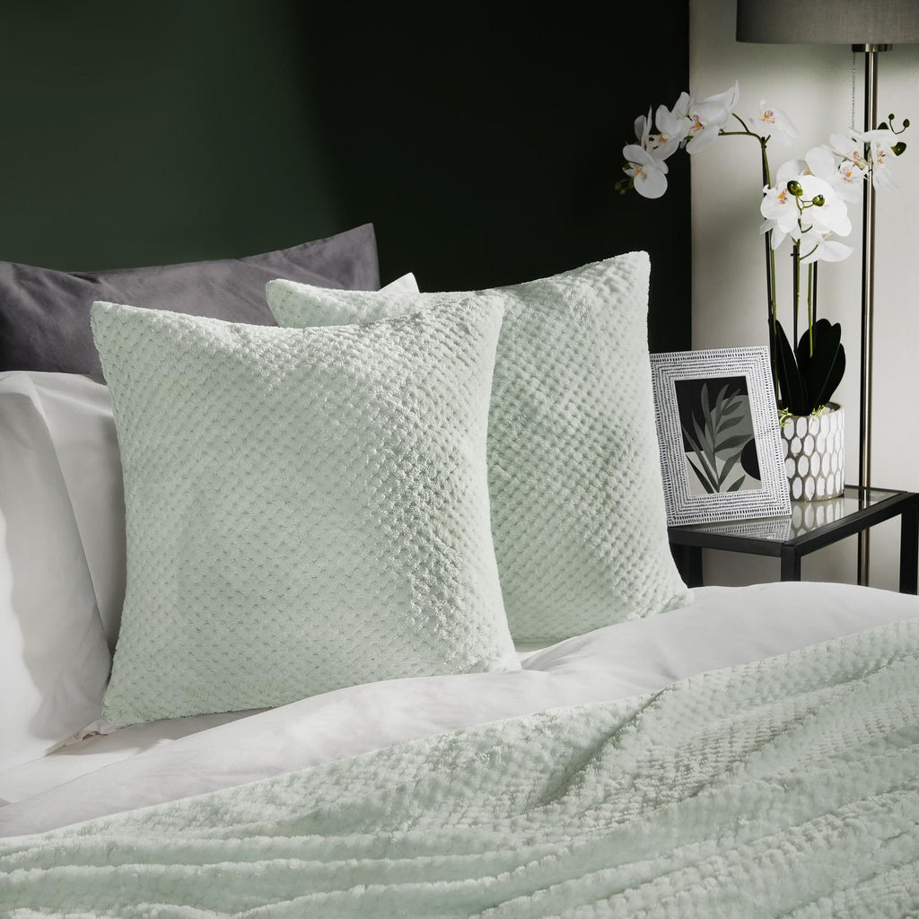 Brentfords Waffle Cushion Covers Popcorn Fleece Set of 2 Pack Sofa - 18" X 18