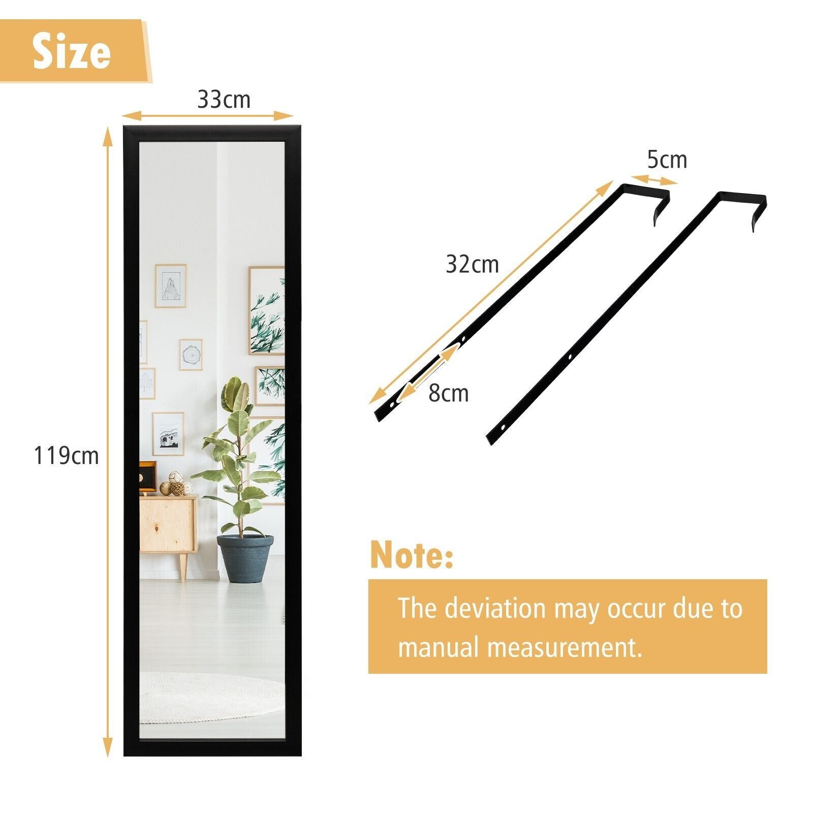 Full Length Mirror Full Body over the Door Dressing Mirror Door & Wall Hanging