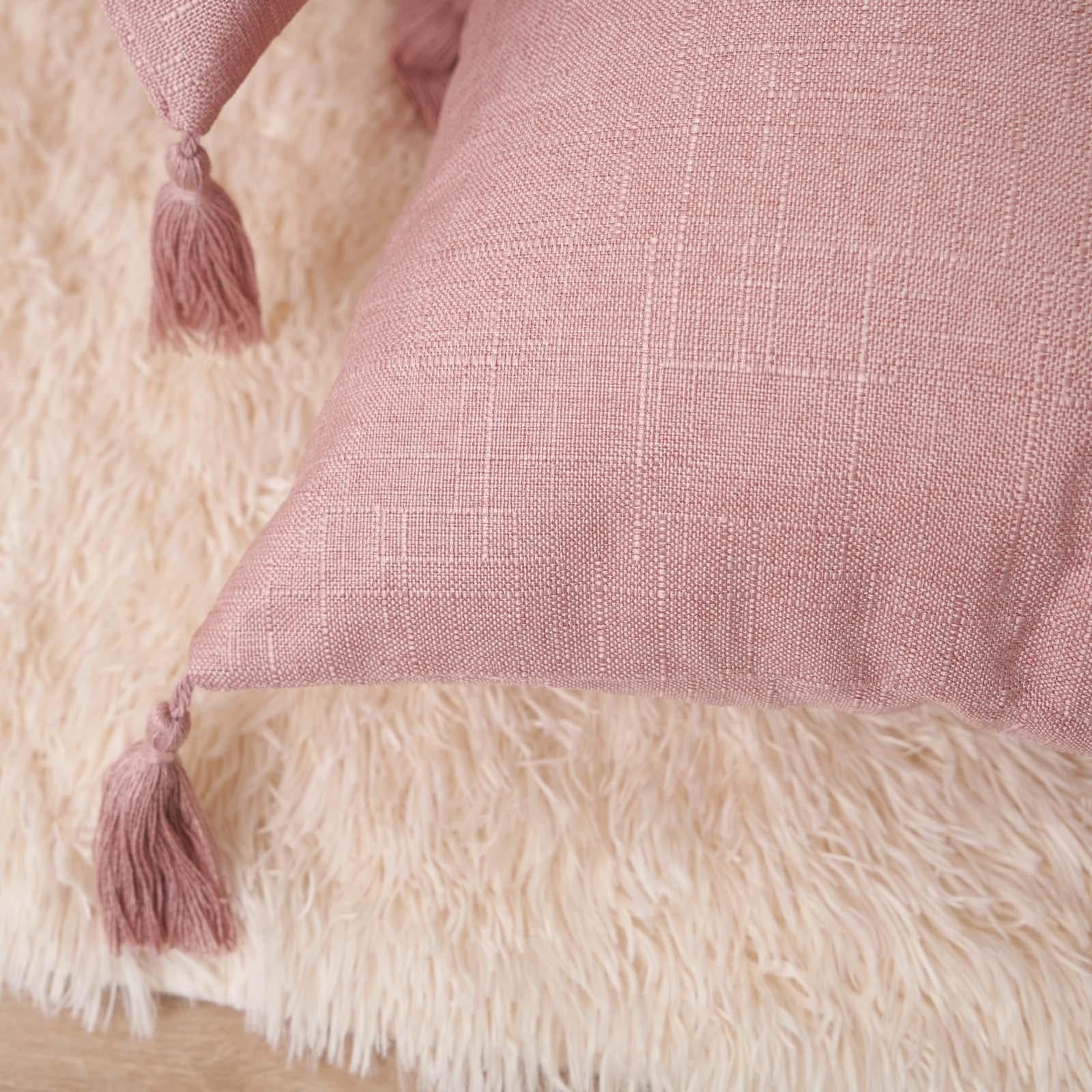 Dreamscene Tassel Pack of 4 X Cushion Covers Square Texture Weave Sofa 18" X 18