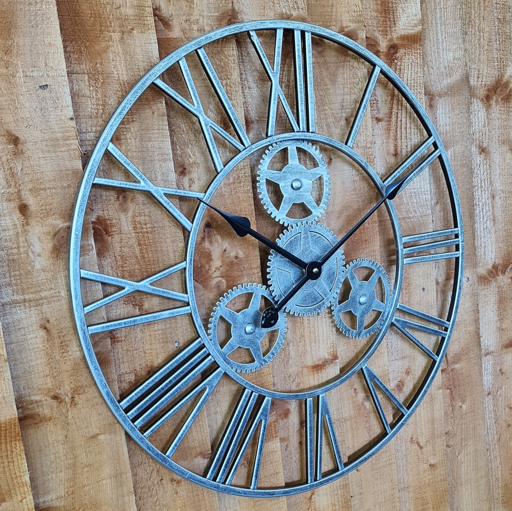 WALL CLOCK ROMAN LARGE INDOOR NUMERALS GIANT OPEN FACE METAL 58CM Garden