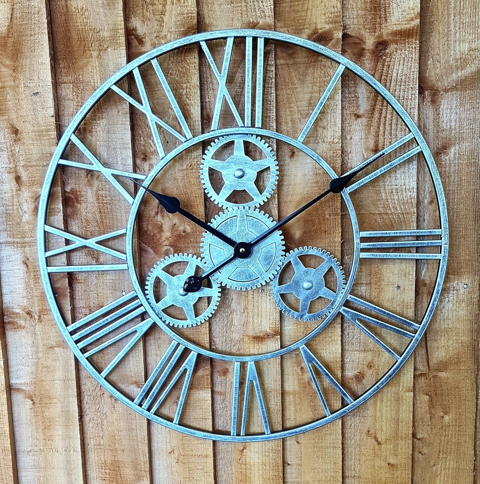 WALL CLOCK ROMAN LARGE INDOOR NUMERALS GIANT OPEN FACE METAL 58CM Garden