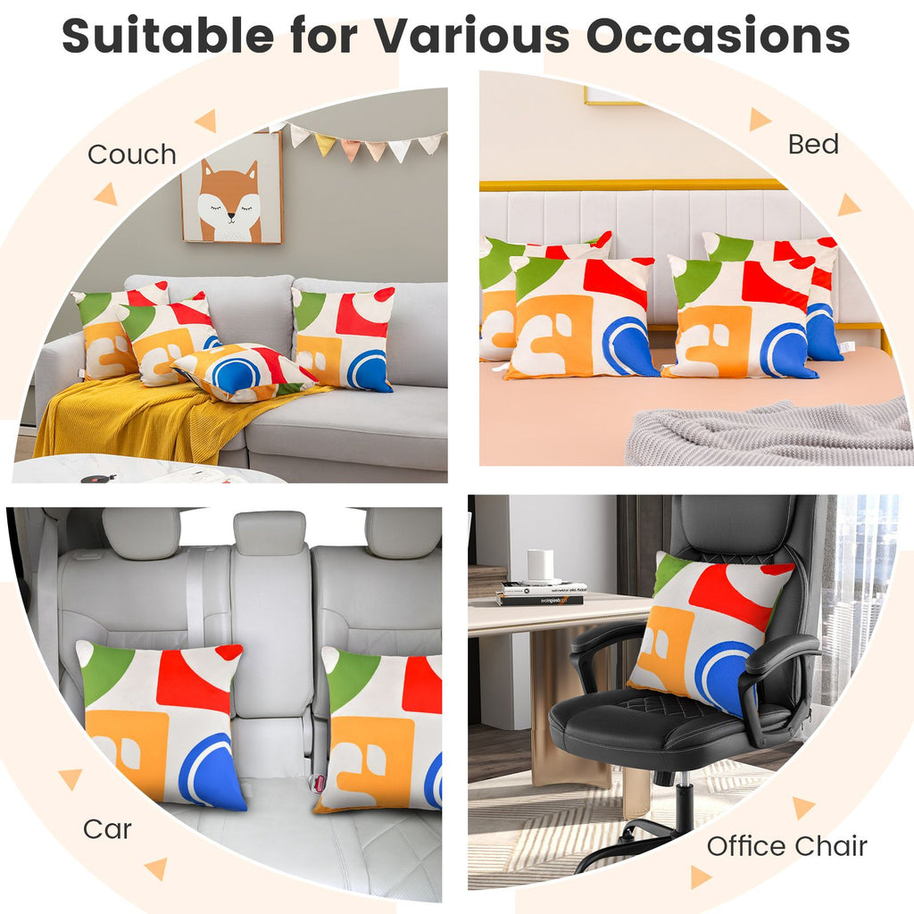 Soft Velvet Covered Decorative Throw Pillow Set of 4